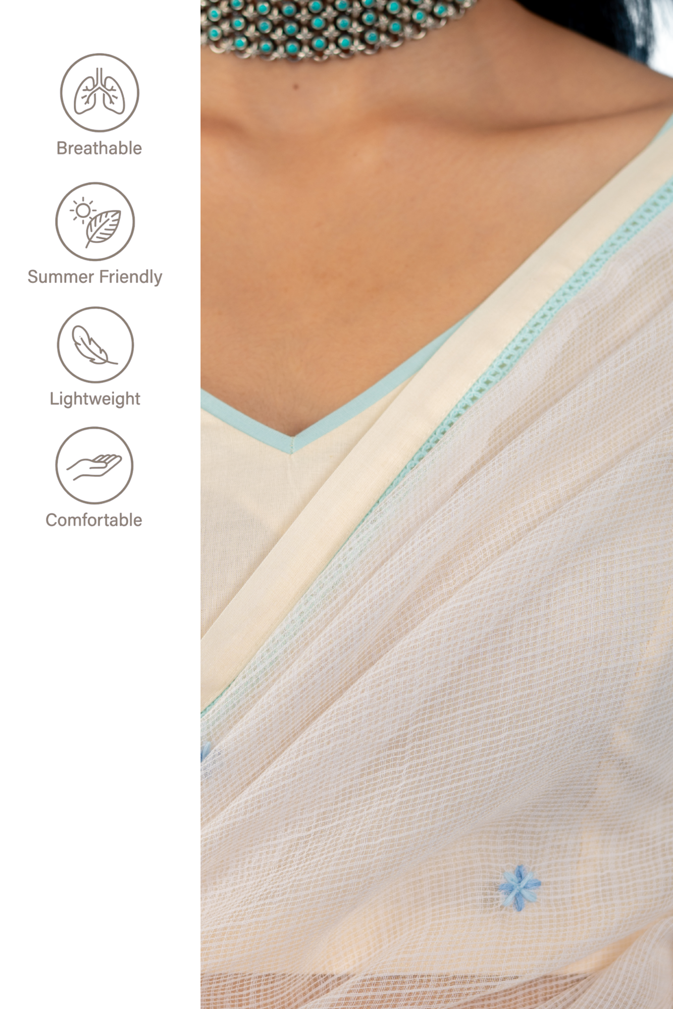 OFF-WHITE COCONUT SAREE WITH UN-STITCHED BLOUSE
