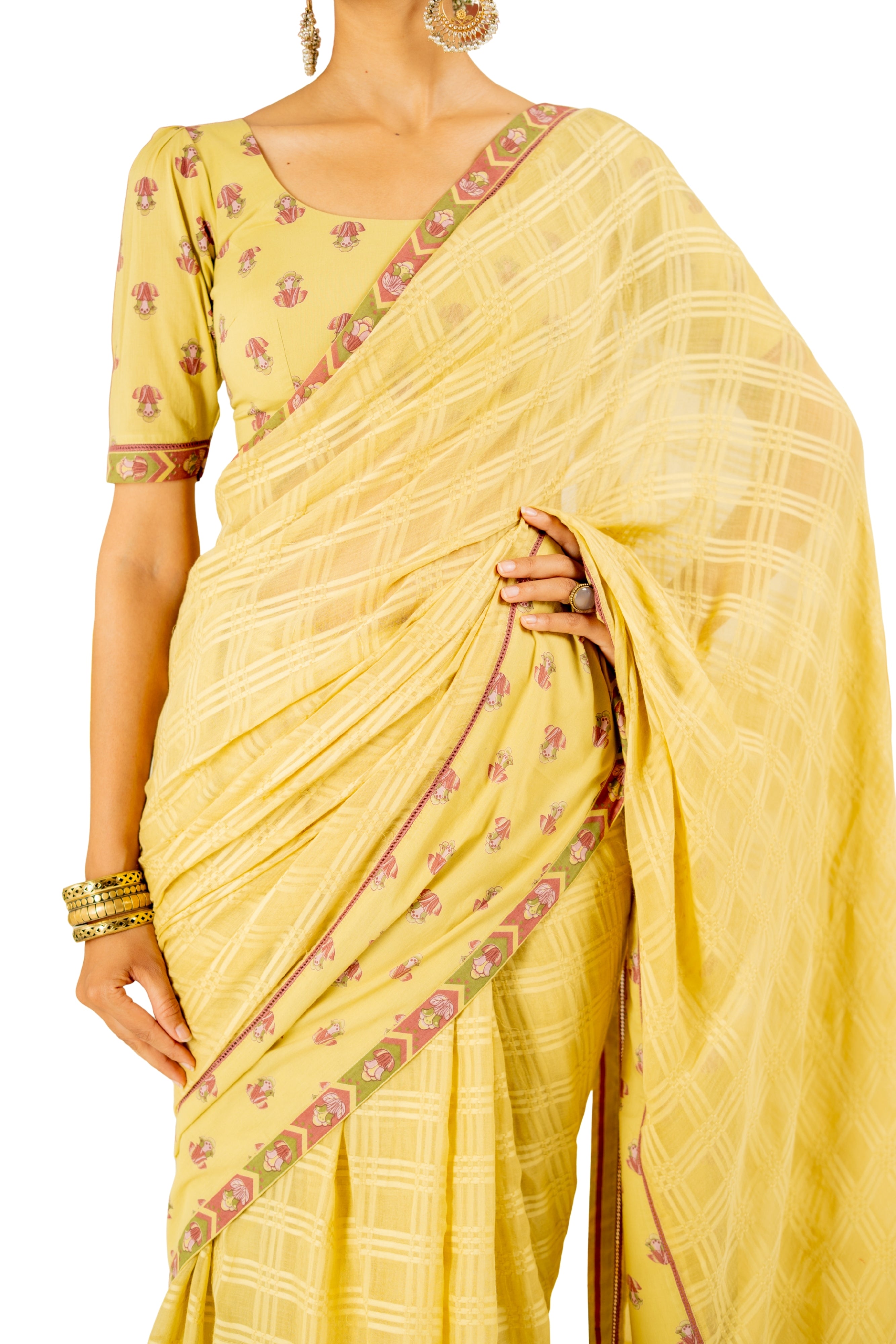 WARM OLIVE VASUNDHARA SAREE WITH UNSTITCHED BLOUSE