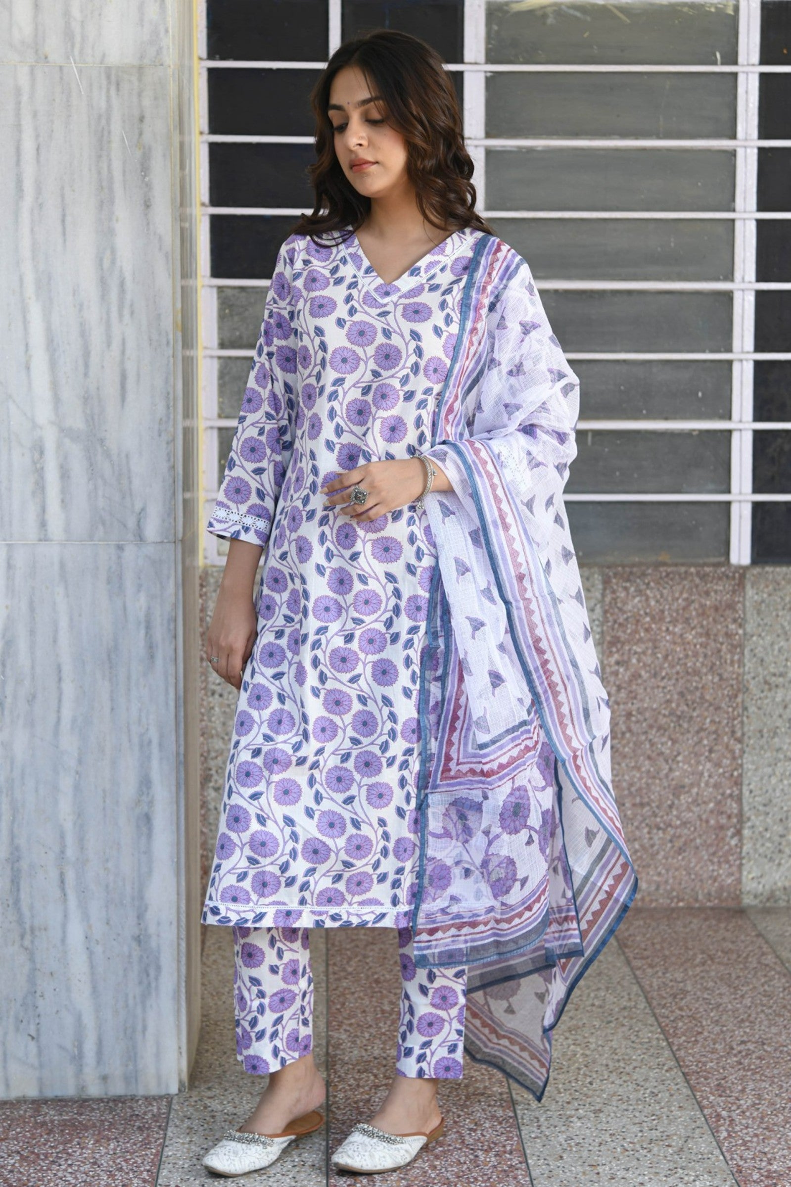 LAVENDER KURTA-PANT SET OF 3