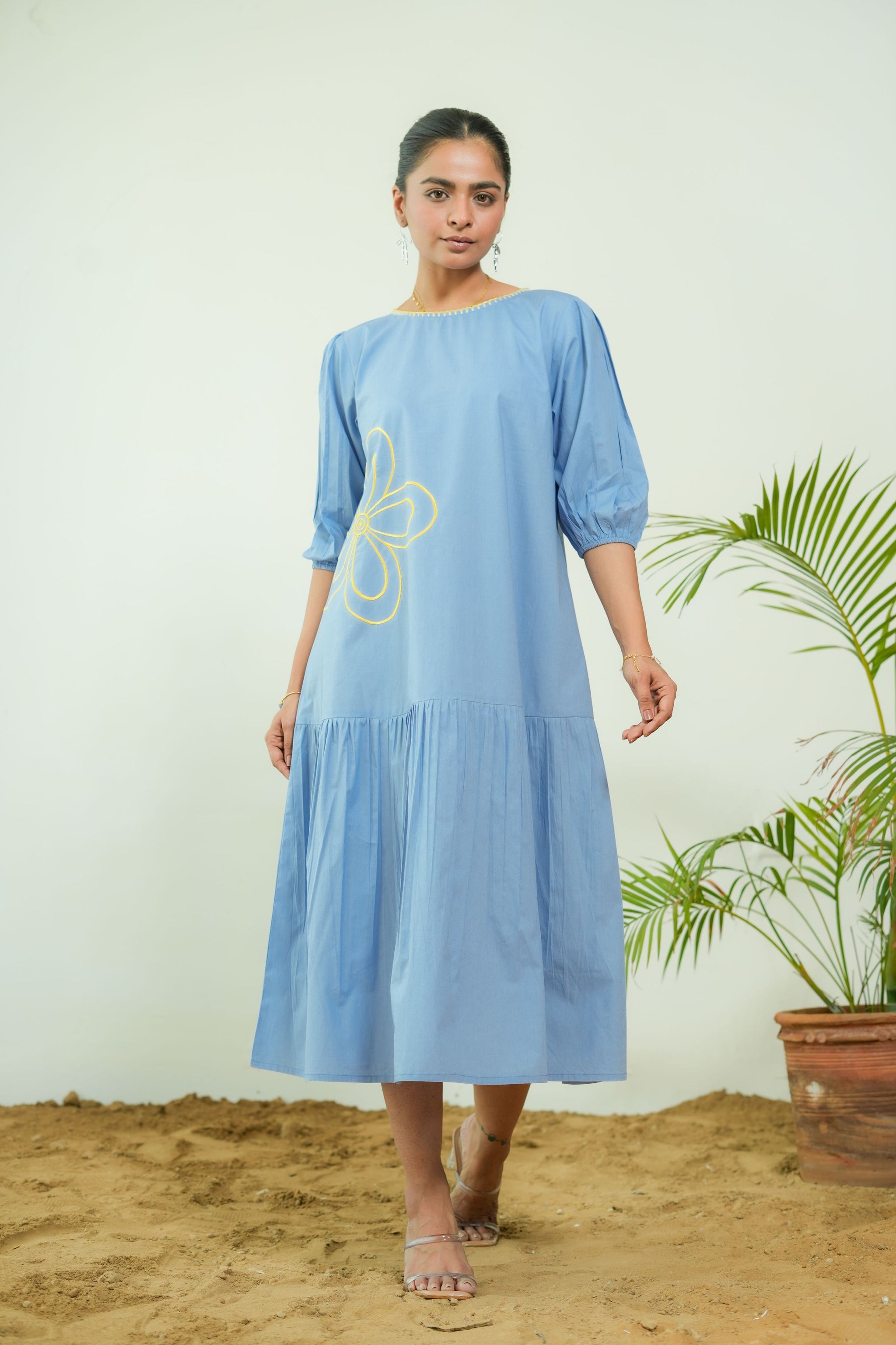 HELEN MULTI LAYER PUFFY DRESS - POWDER BLUE main image 0