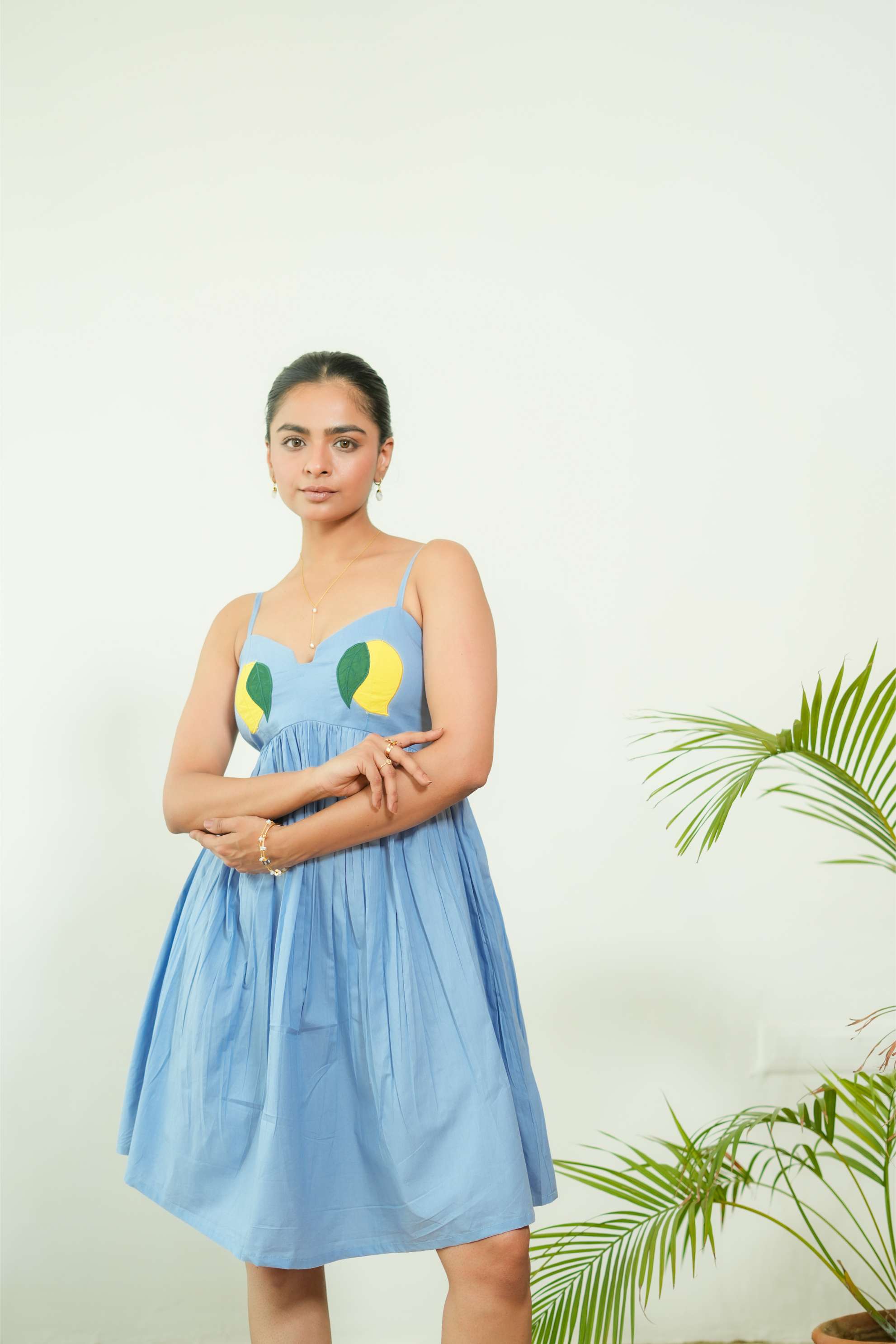 mango blue mini dress POWDER BLUE MANGO EMBROIDERED SHORT DRESS