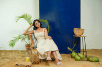BEIGE SLEEVELESS FITTED DRESS