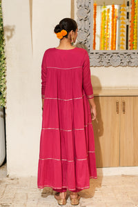 PINK TIERED KURTA SET OF 2