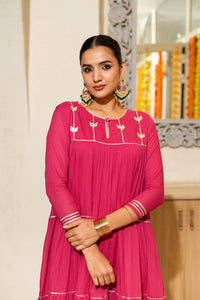 PINK TIERED KURTA SET OF 2