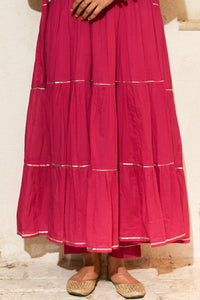 PINK TIERED KURTA SET OF 2