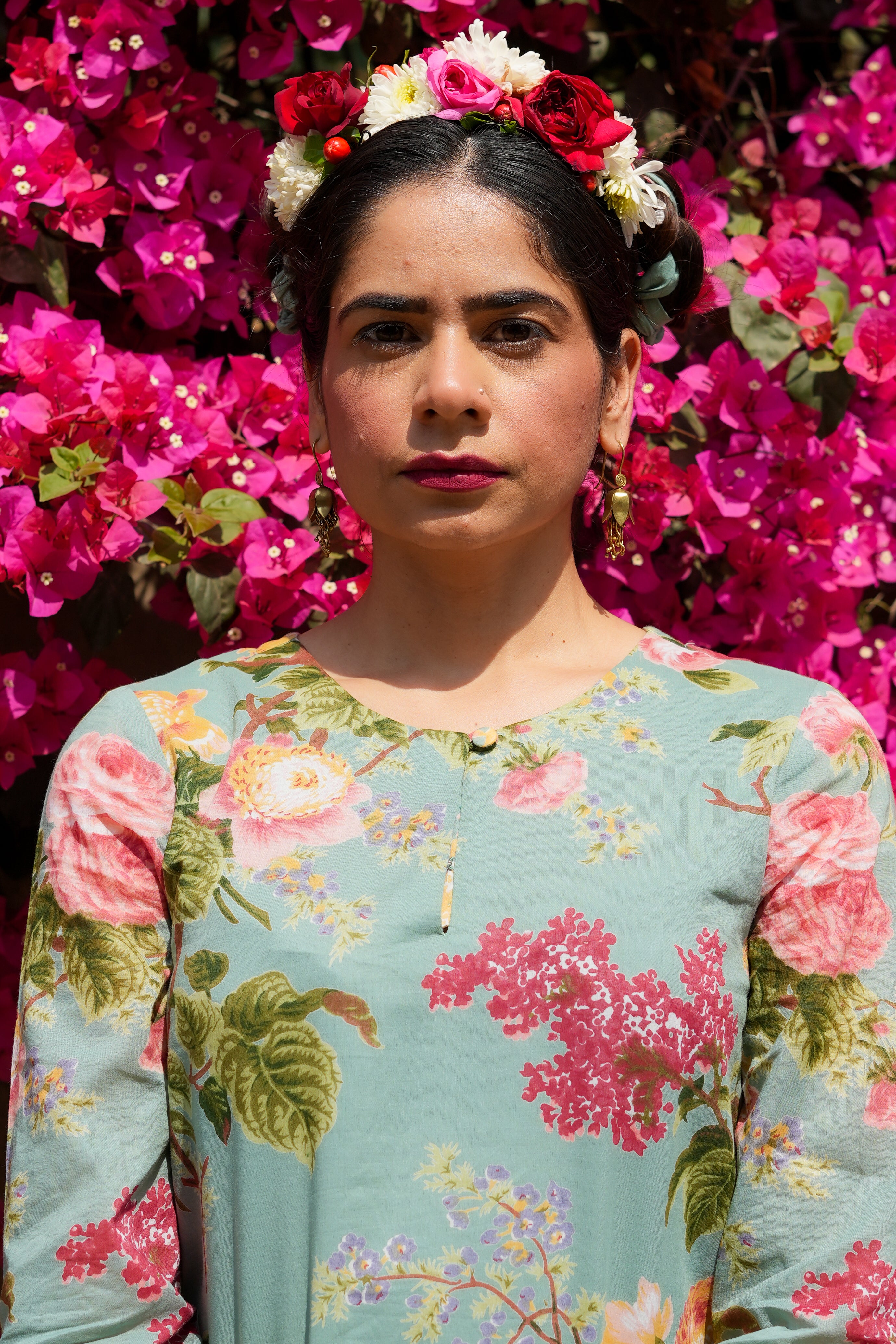 SAGE GREEN NEHER KURTA WITH FARSI SALWAR SET OF 2