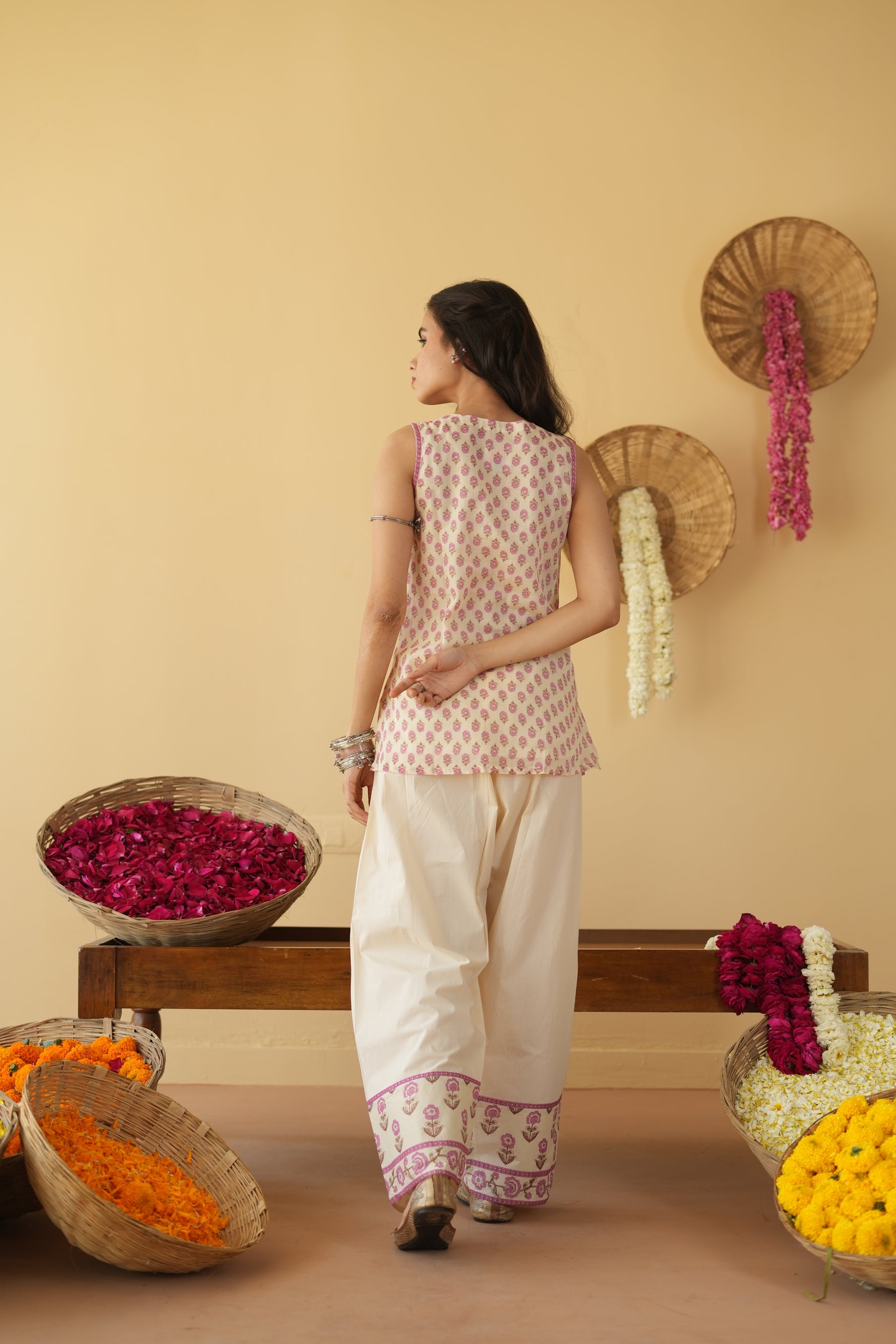 PINK ALINA KURTA WITH FARSI SALWAR SET OF 3