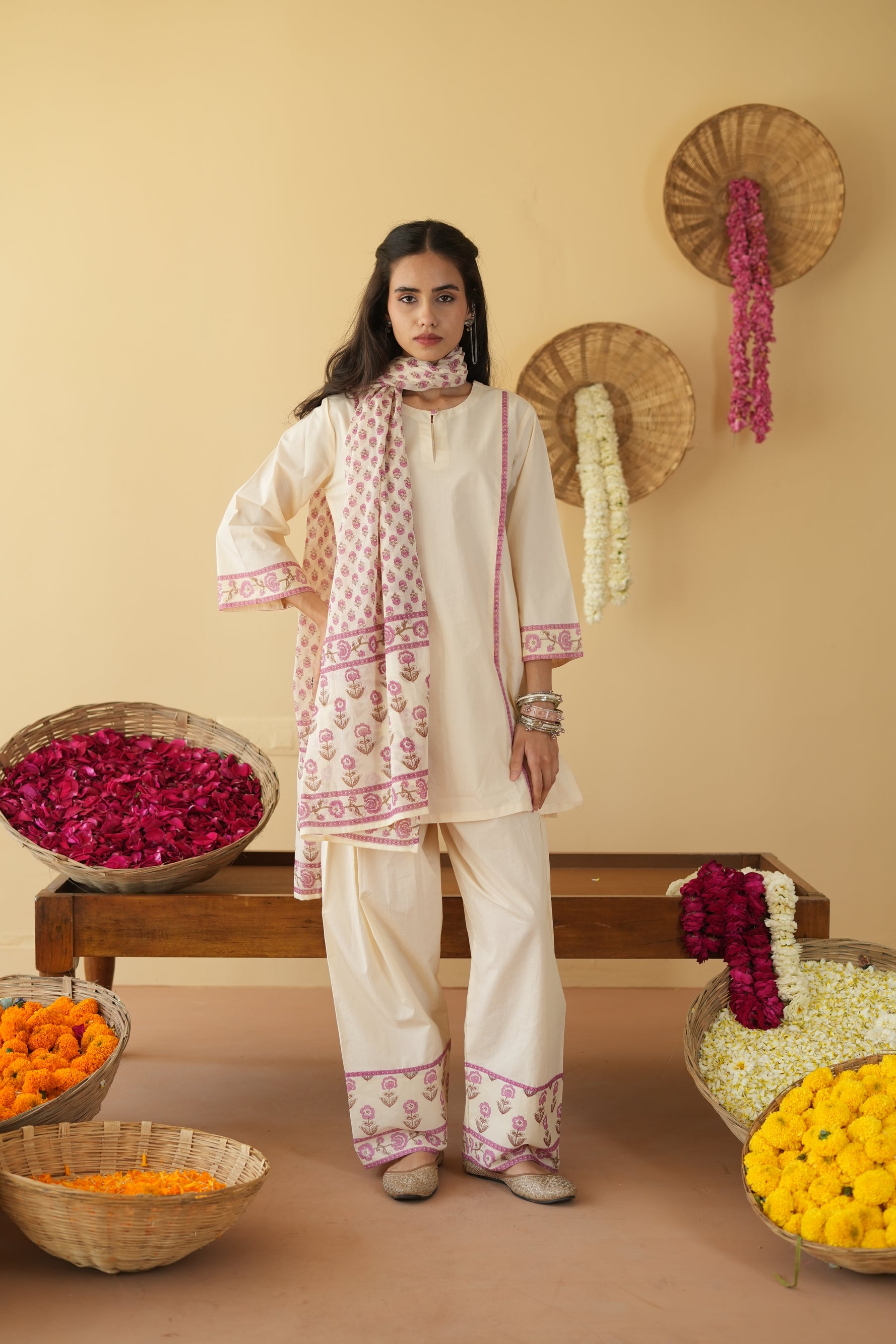 ZIVA KURTA WITH FARSI SALWAR SET OF 3