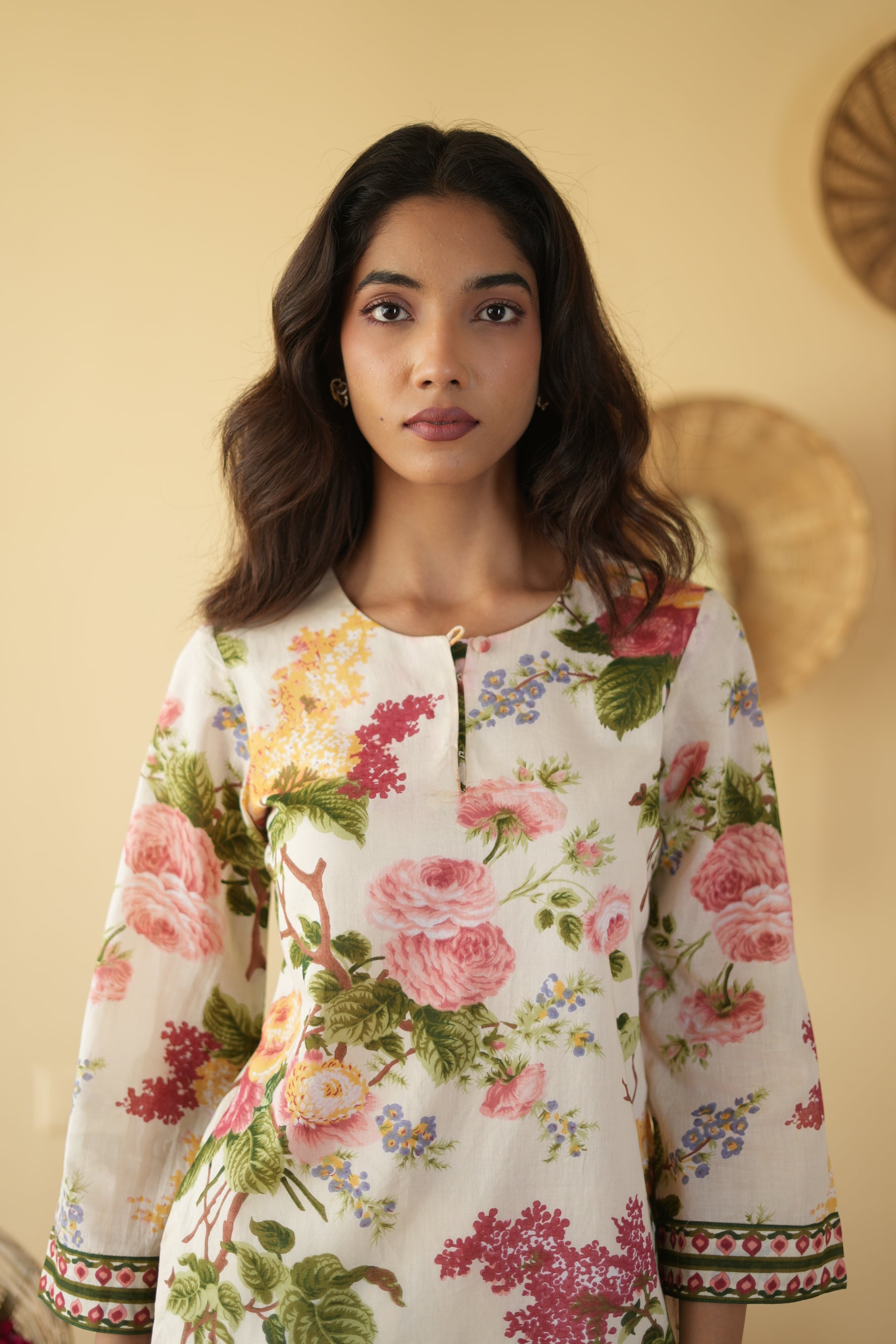 OFF WHITE NEHER KURTA WITH FARSI SALWAR SET OF 3