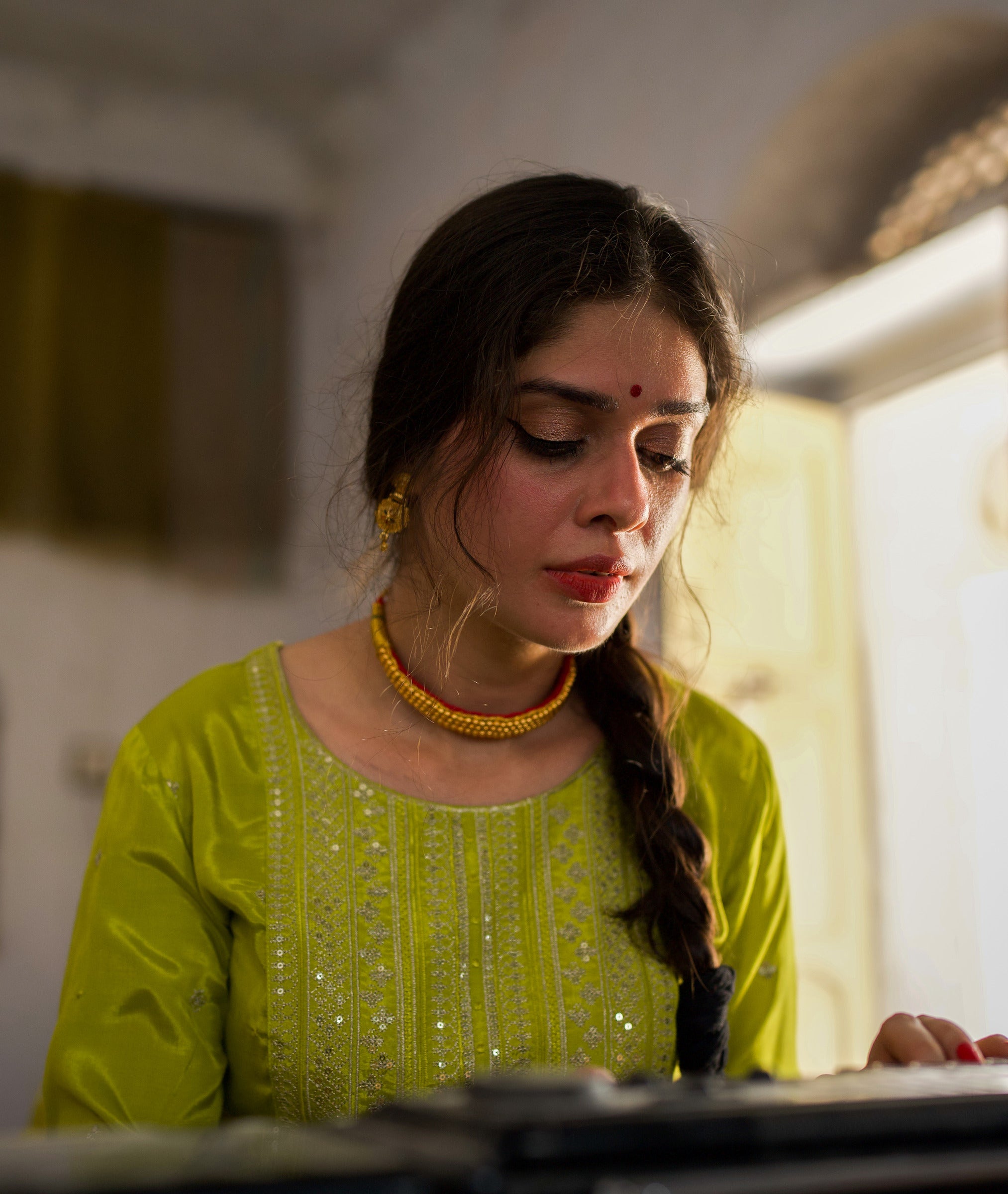 Aaina Light Green Festive Embroidered Kurta Set