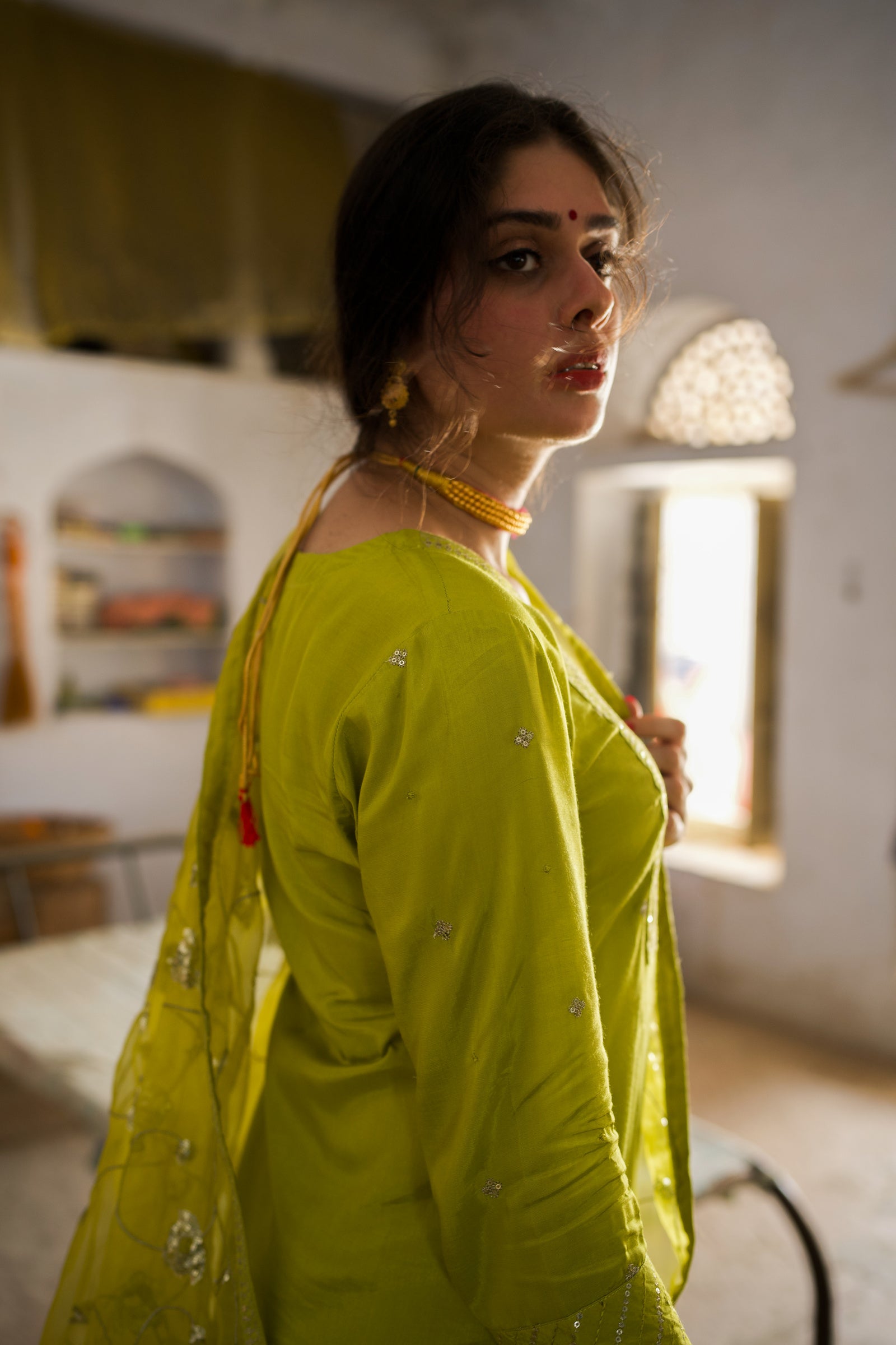 Aaina Light Green Festive Embroidered Kurta Set