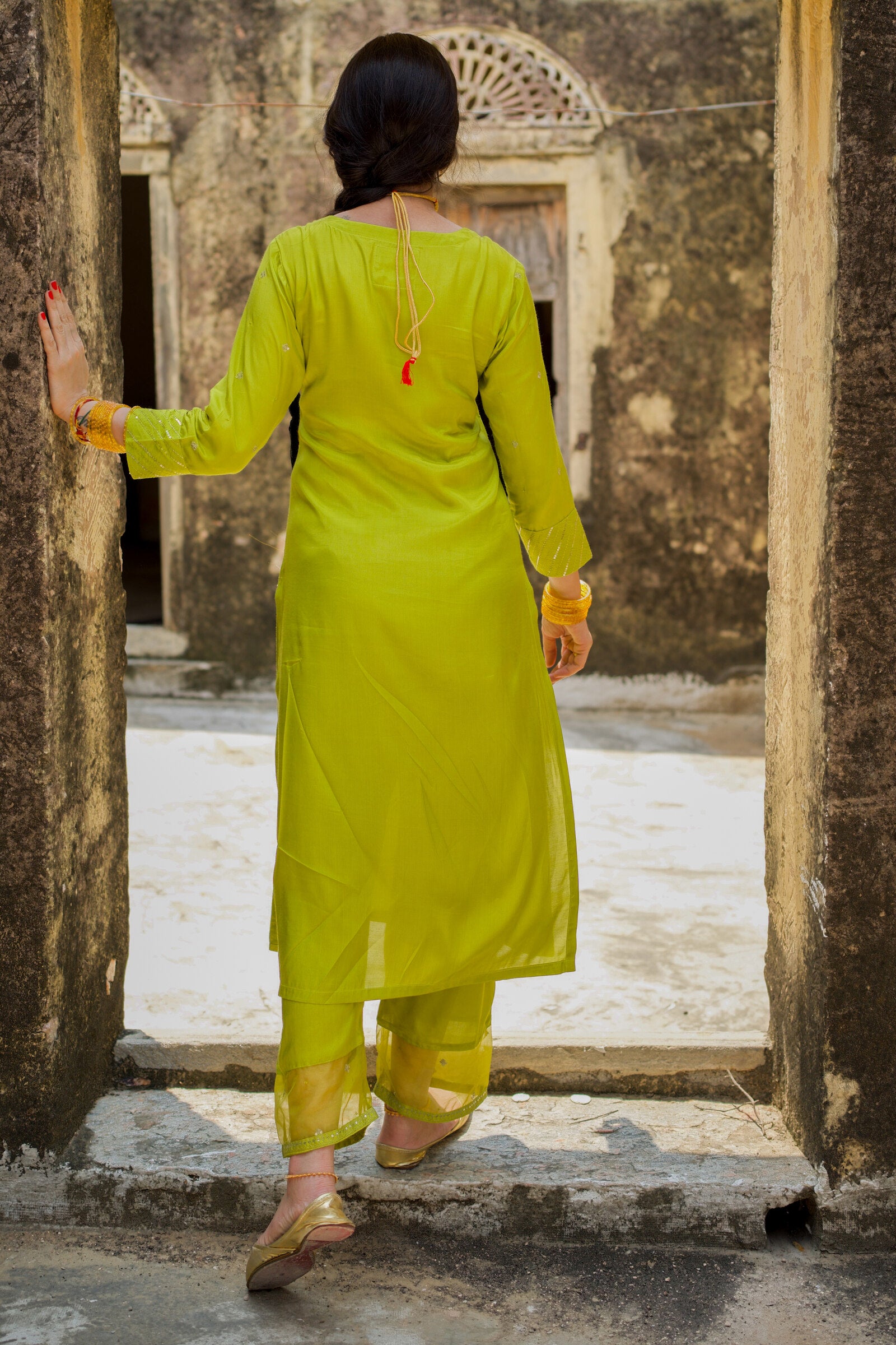 Aaina Light Green Festive Embroidered Kurta Set
