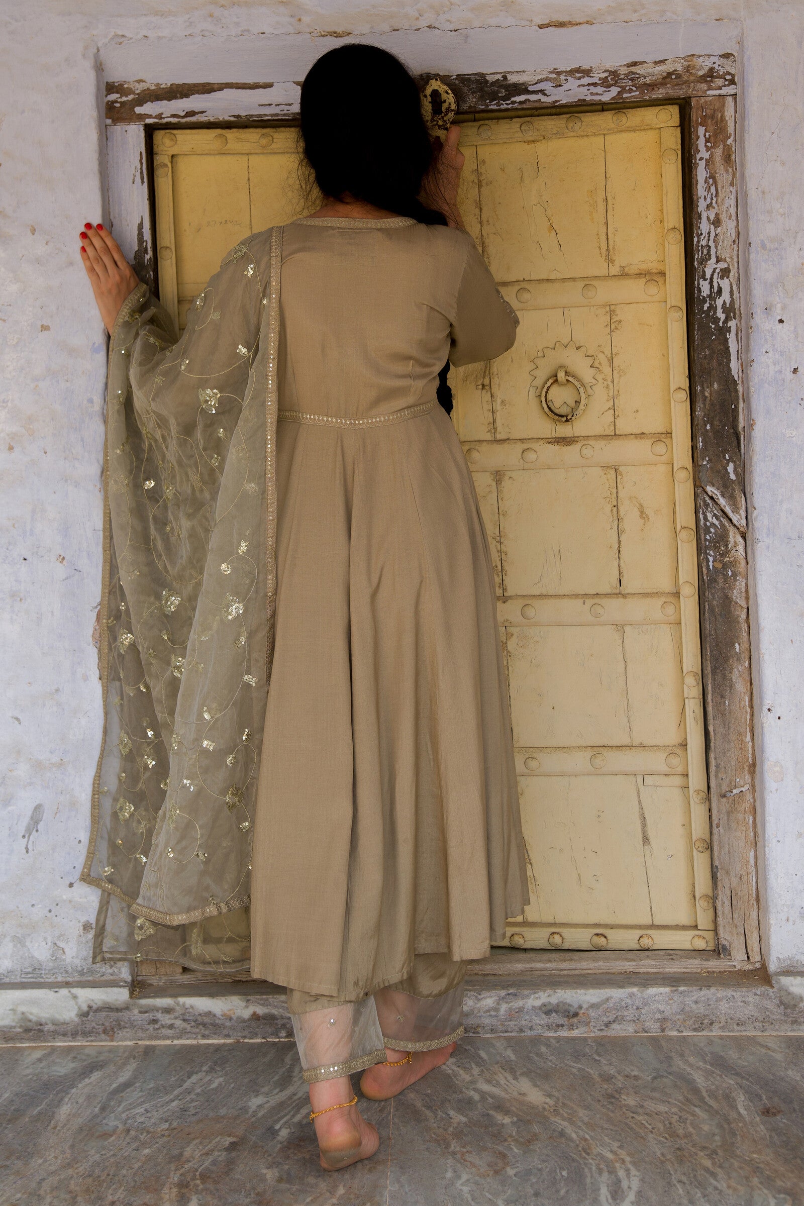 Mohini Grey Festive Embroidered Anarkali Set