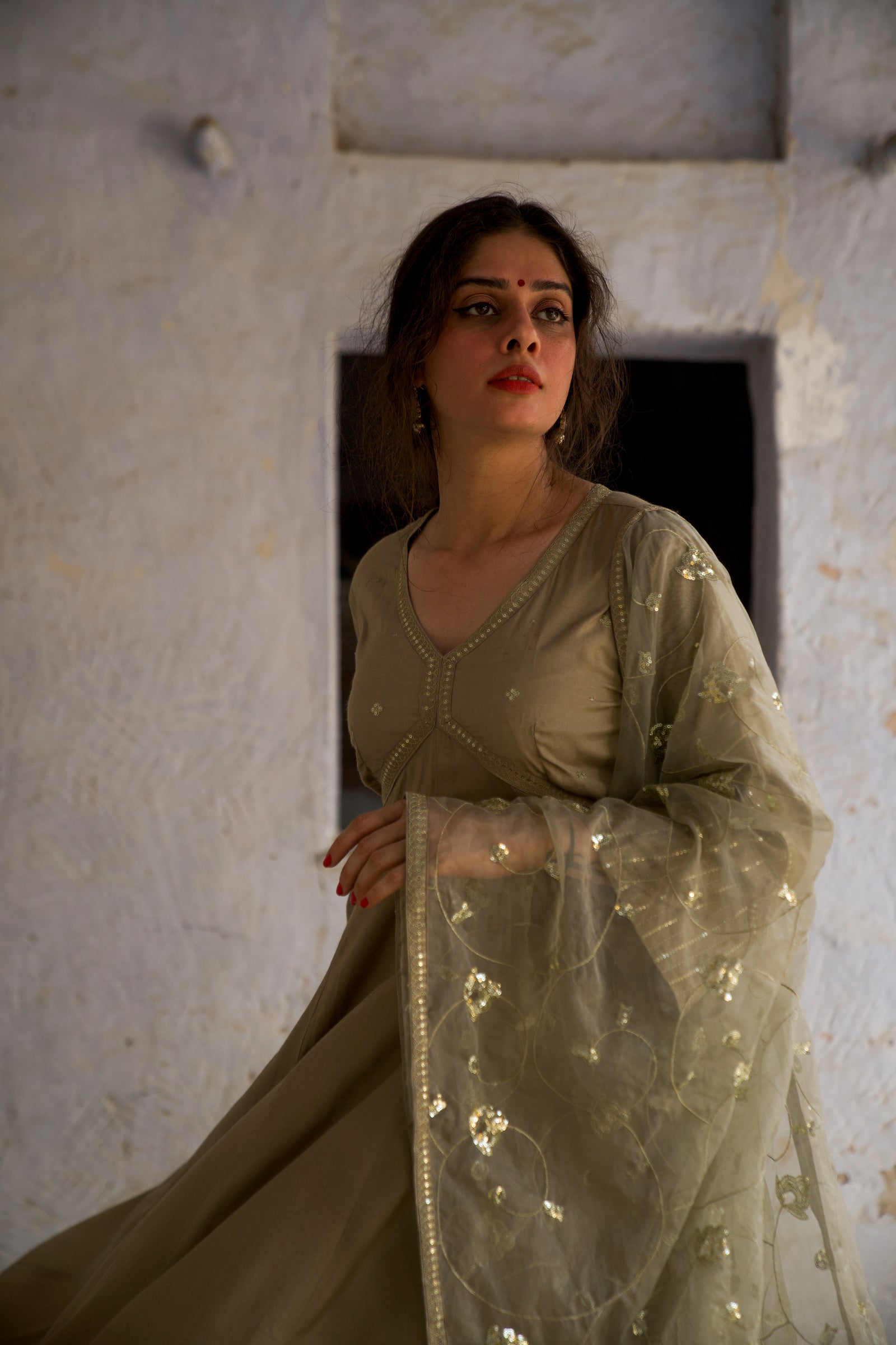 Mohini Grey Festive Embroidered Anarkali Set