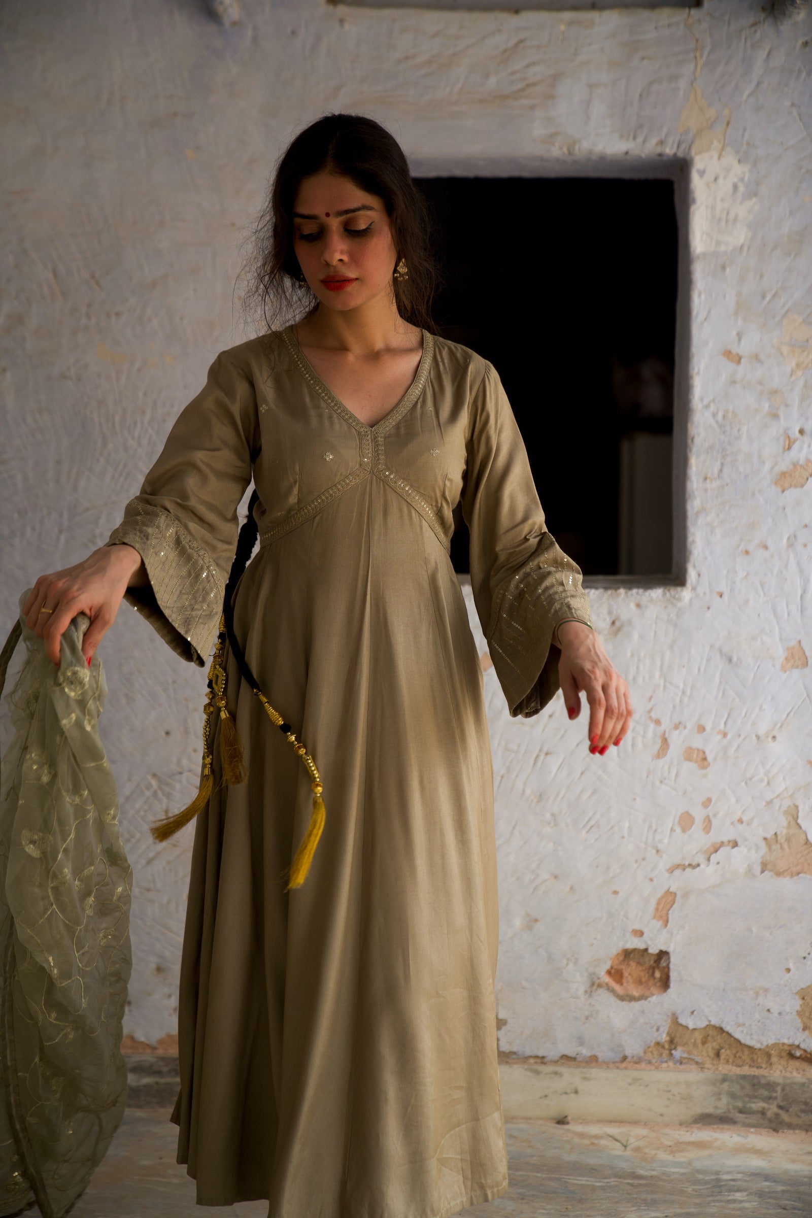 Mohini Grey Festive Embroidered Anarkali Set