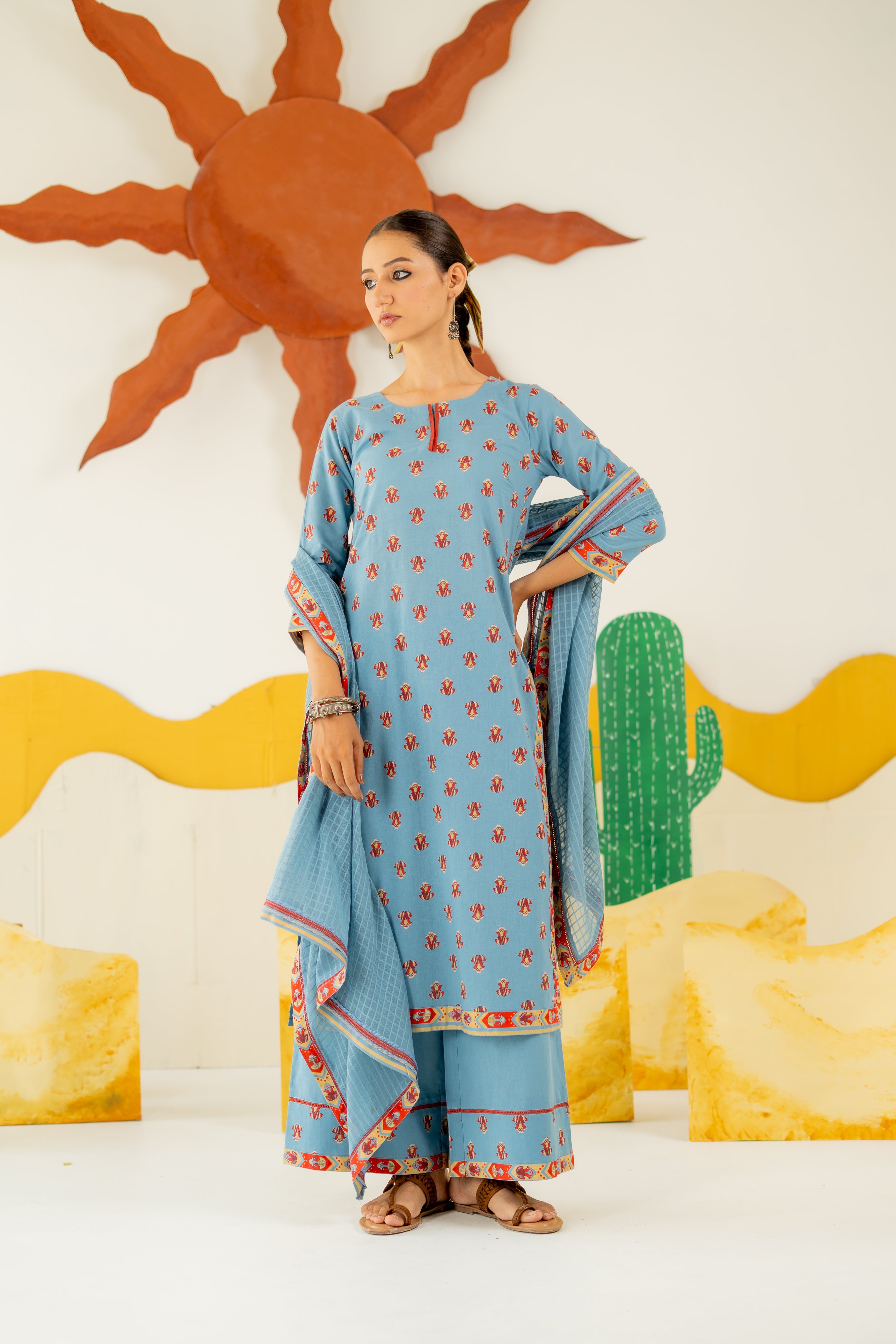 HERITAGE BLUE MRITTIKA KURTA SET OF 3