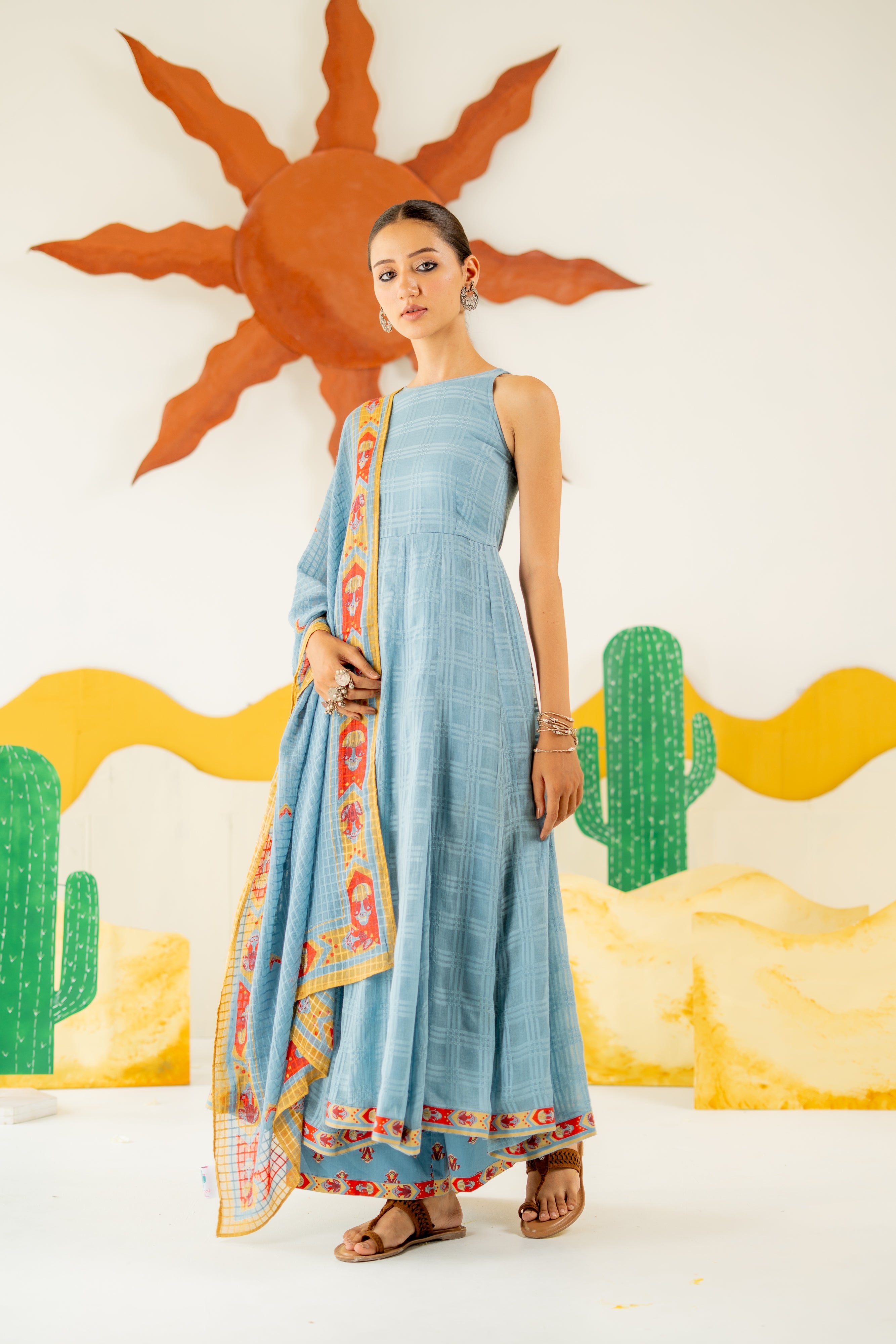 HERITAGE BLUE MRINALINI ANARKALI SET OF 3