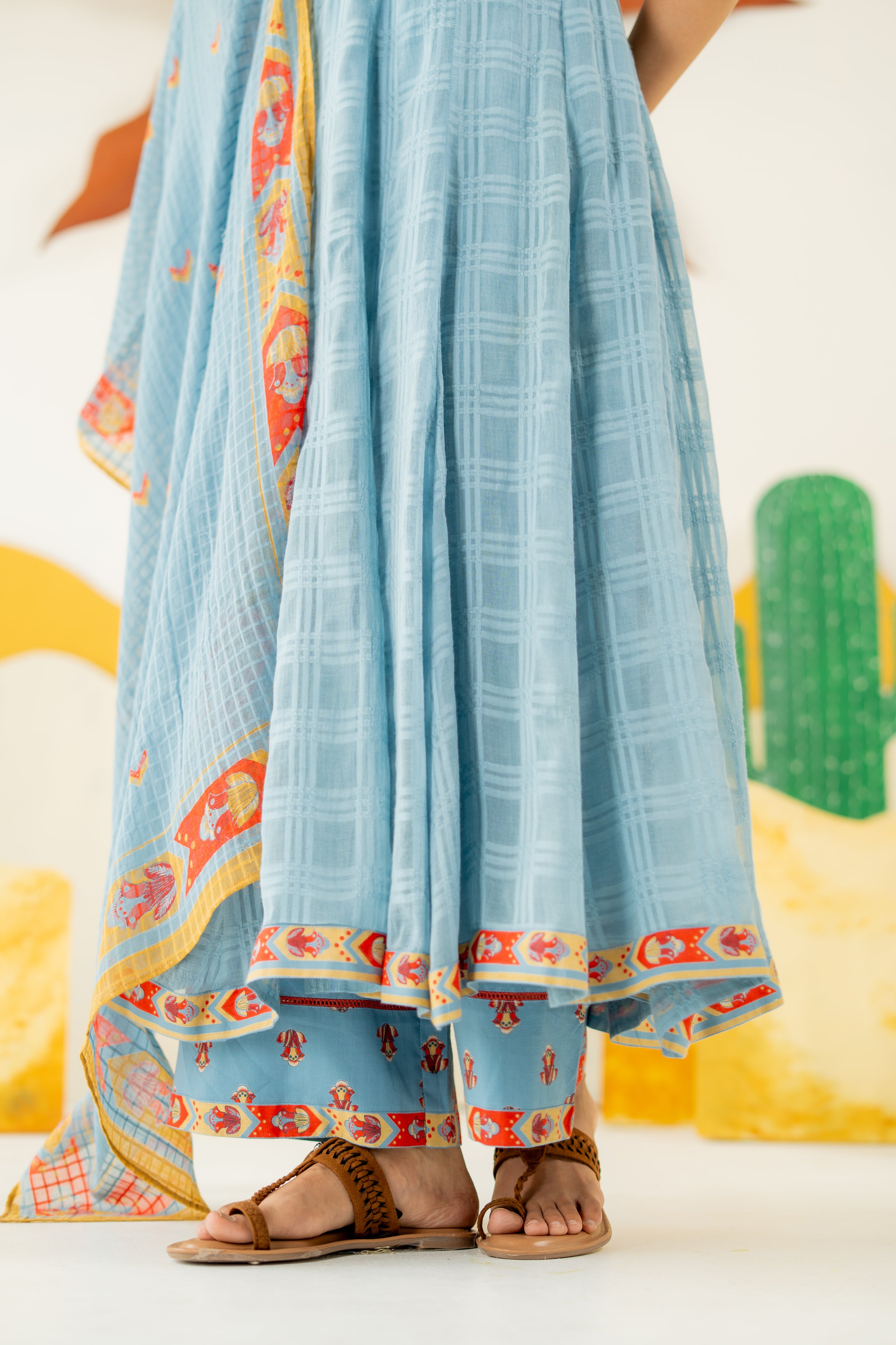 HERITAGE BLUE MRINALINI ANARKALI SET OF 3