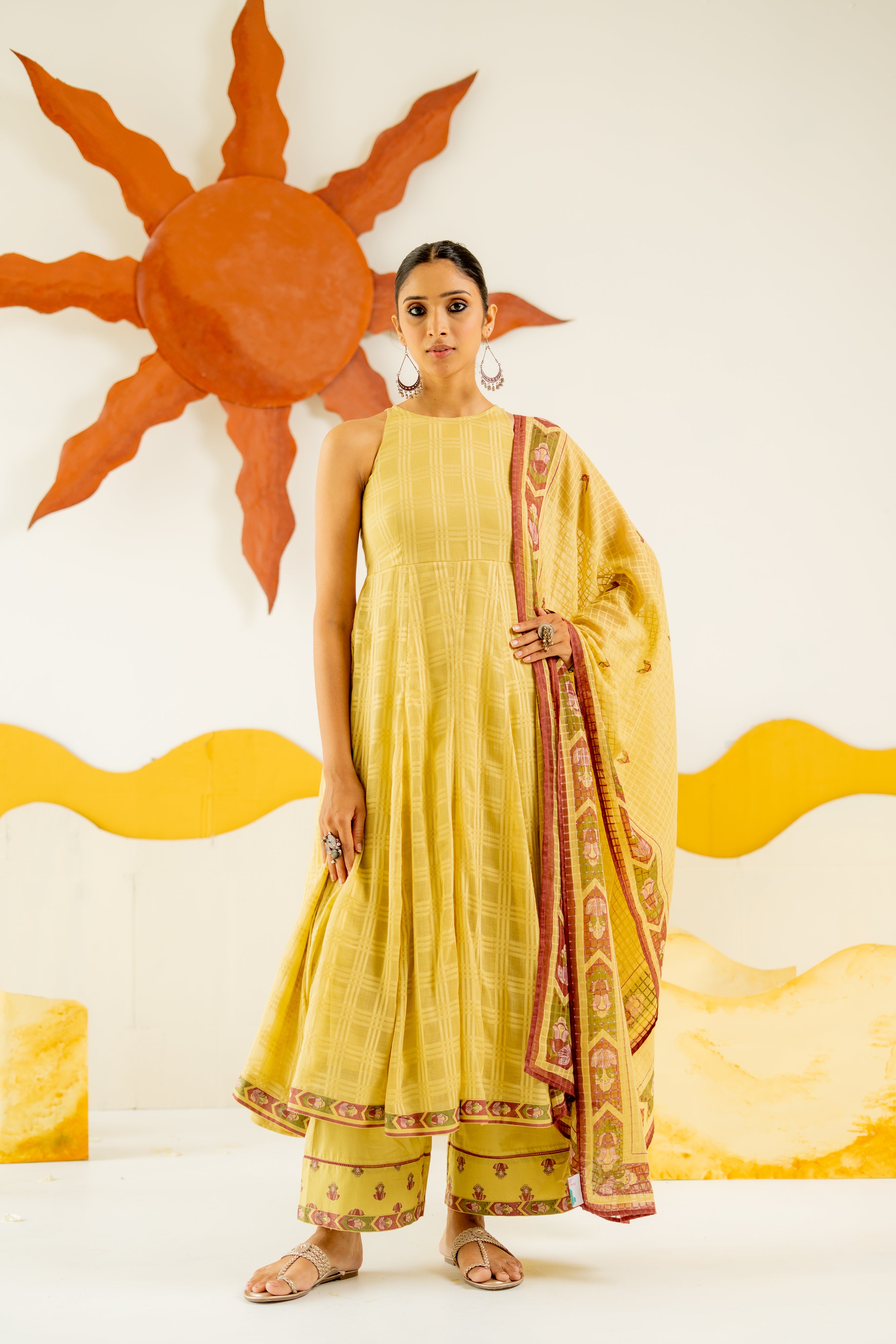 WARM OLIVE MRINALINI ANARKALI SET OF 3