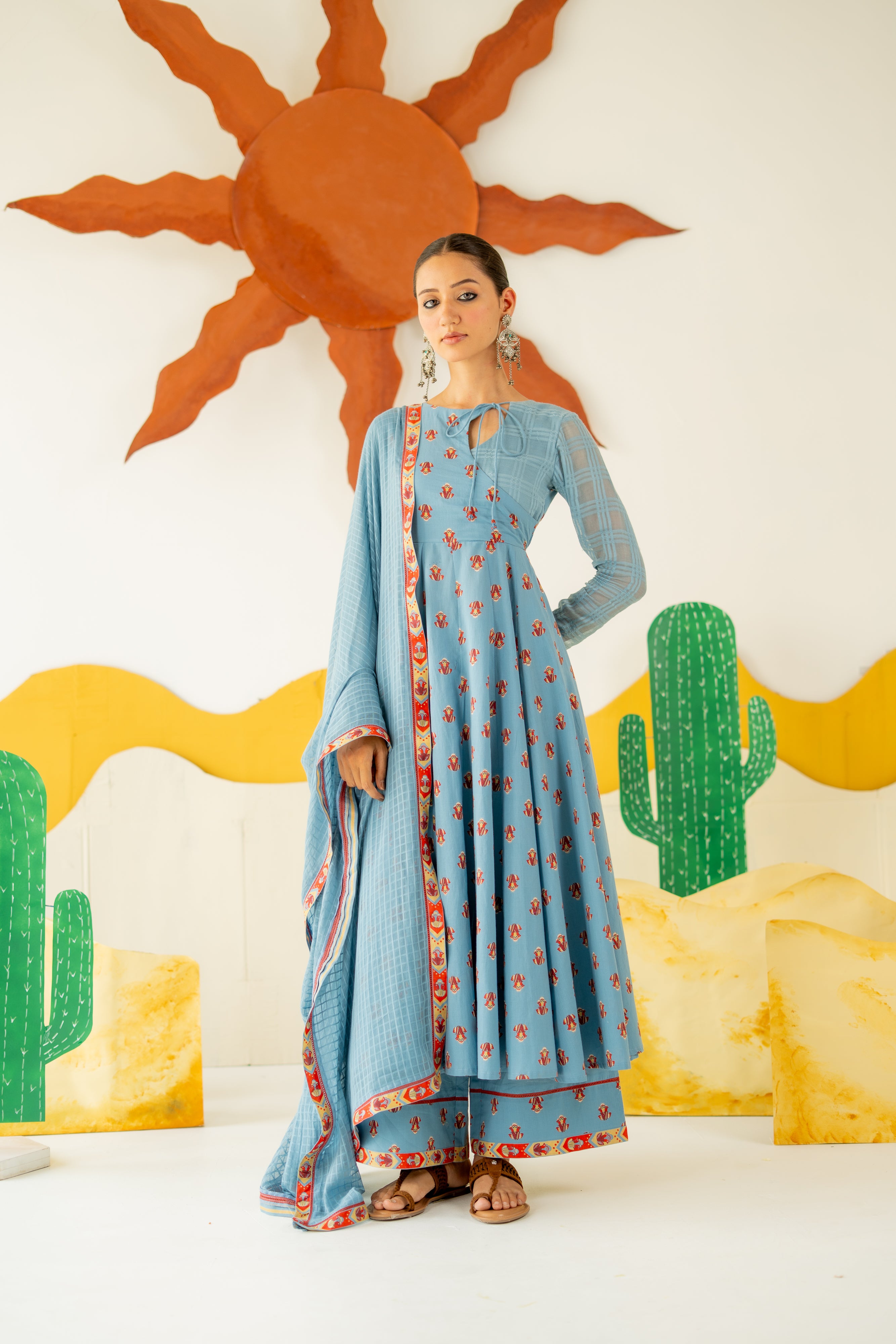 HERITAGE BLUE MRIDUL ANARKALI SET OF 3