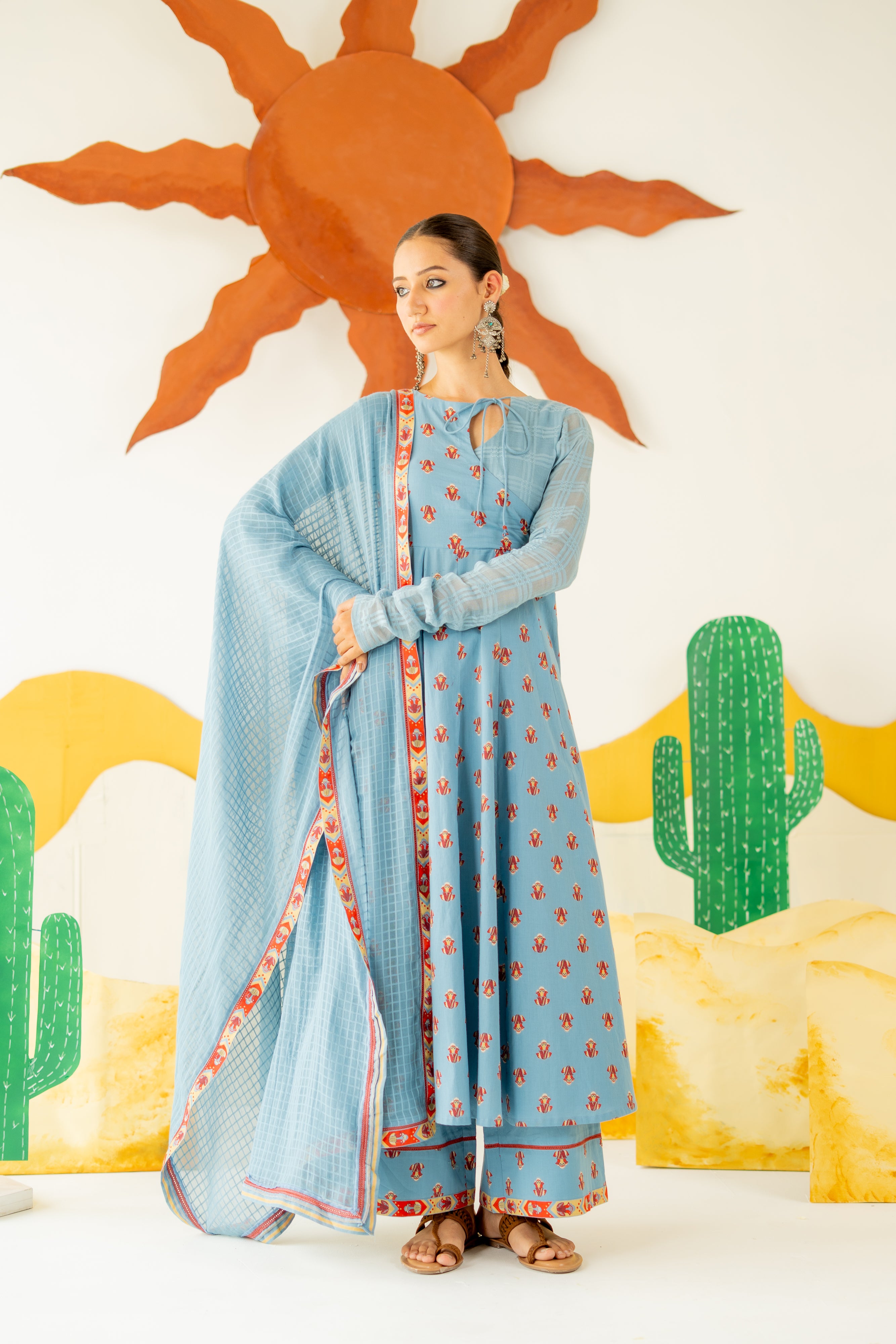 HERITAGE BLUE MRIDUL ANARKALI SET OF 3