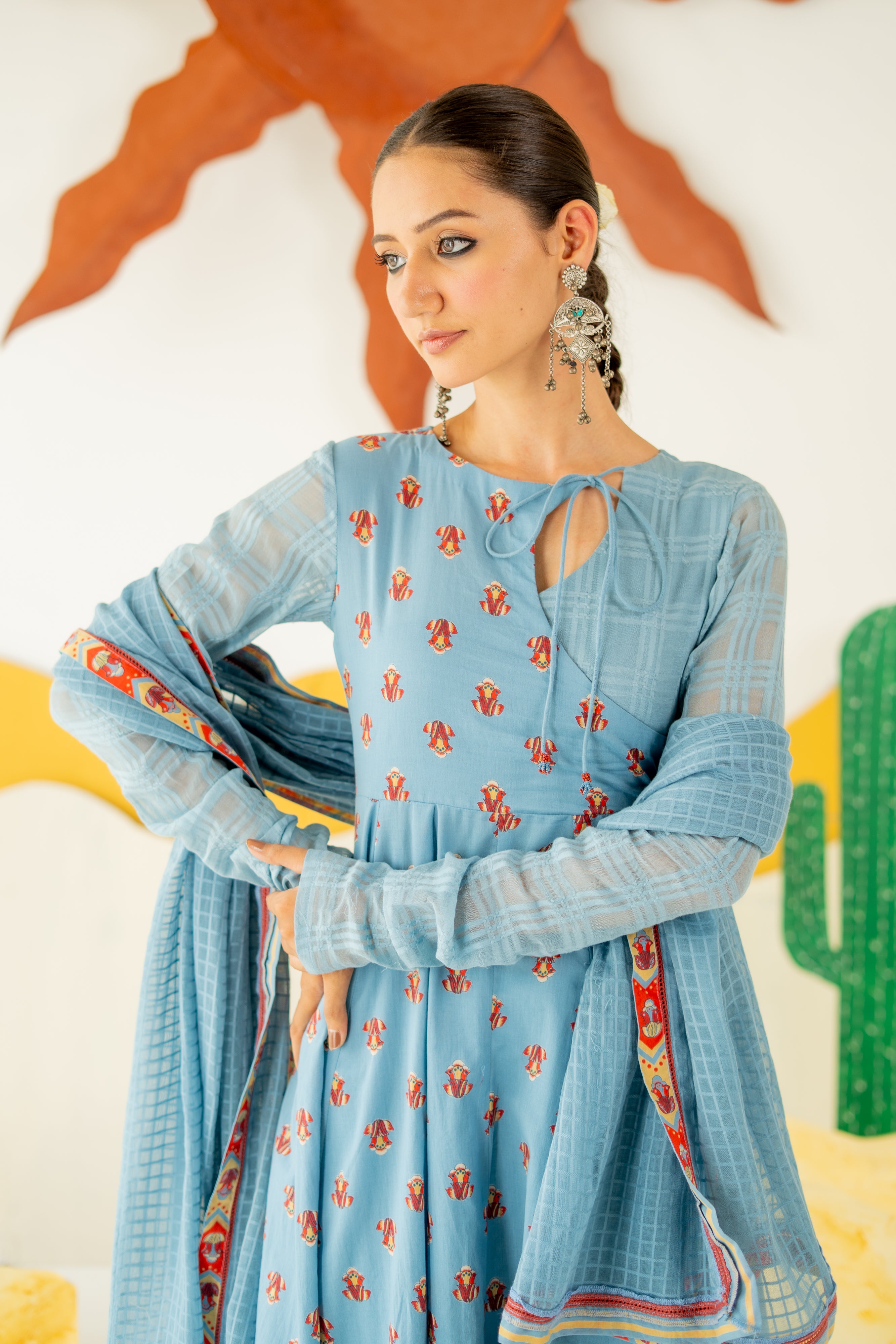 HERITAGE BLUE MRIDUL ANARKALI SET OF 3