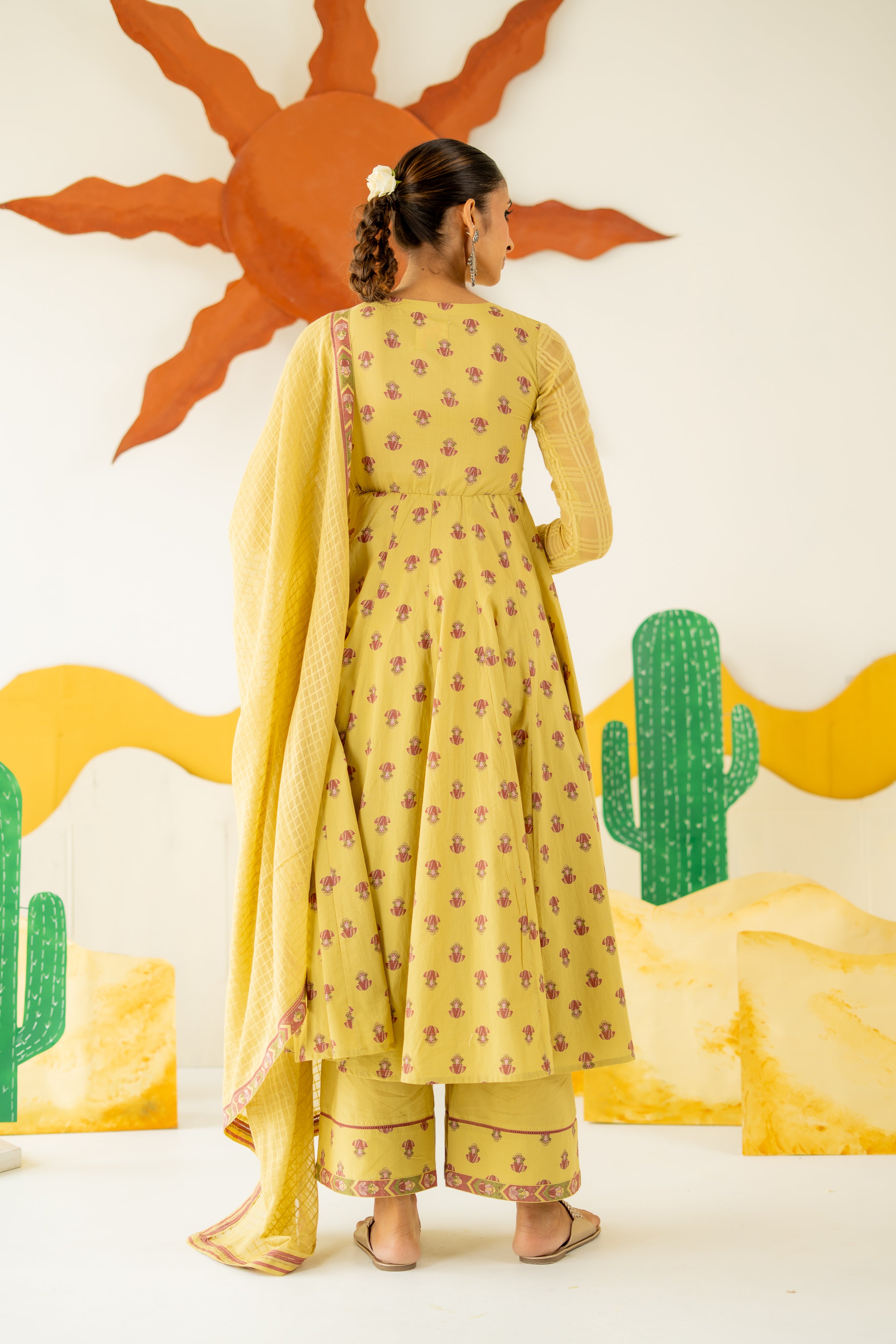 WARM OLIVE MRIDUL ANARKALI SET OF 3