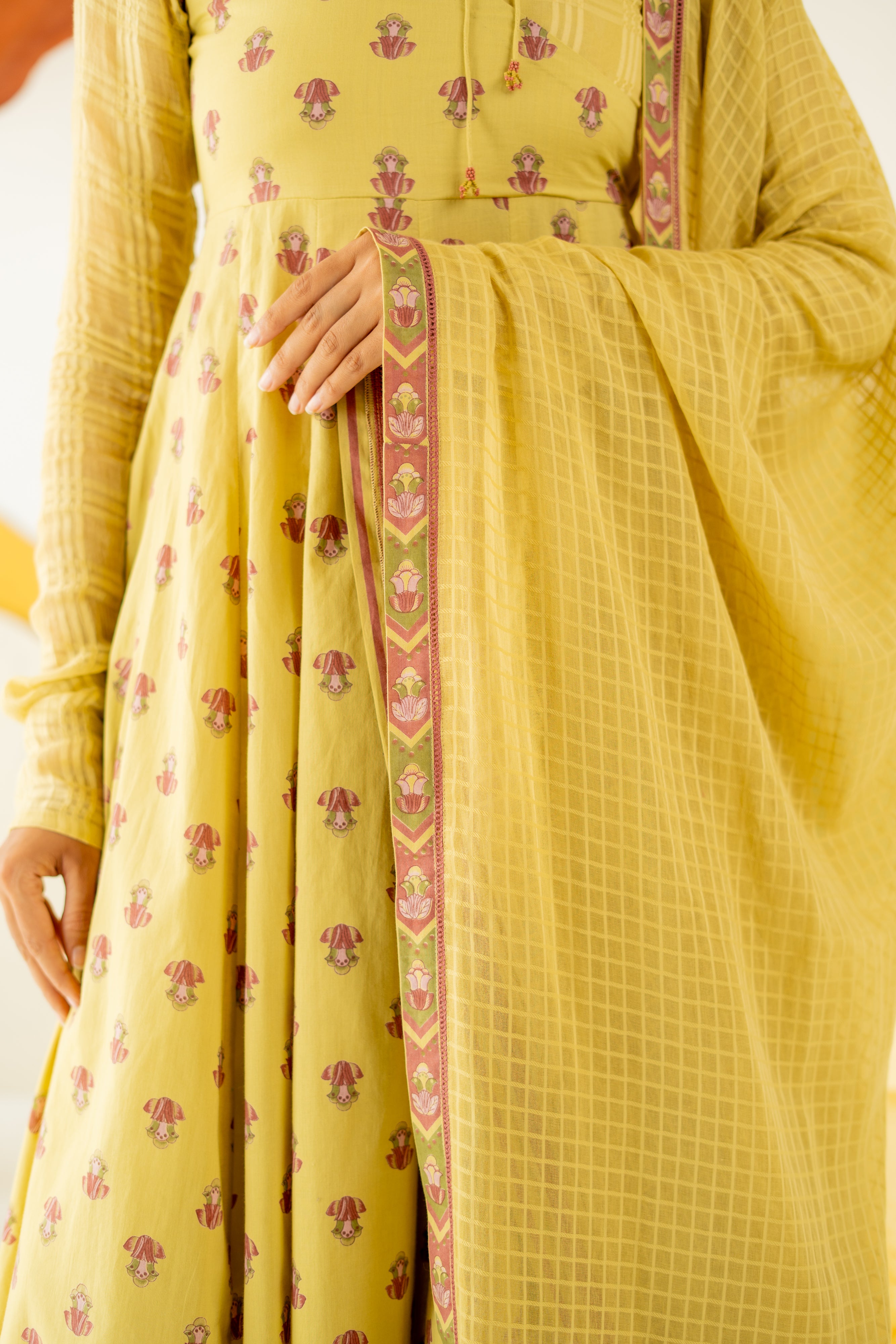 WARM OLIVE MRIDUL ANARKALI SET OF 3