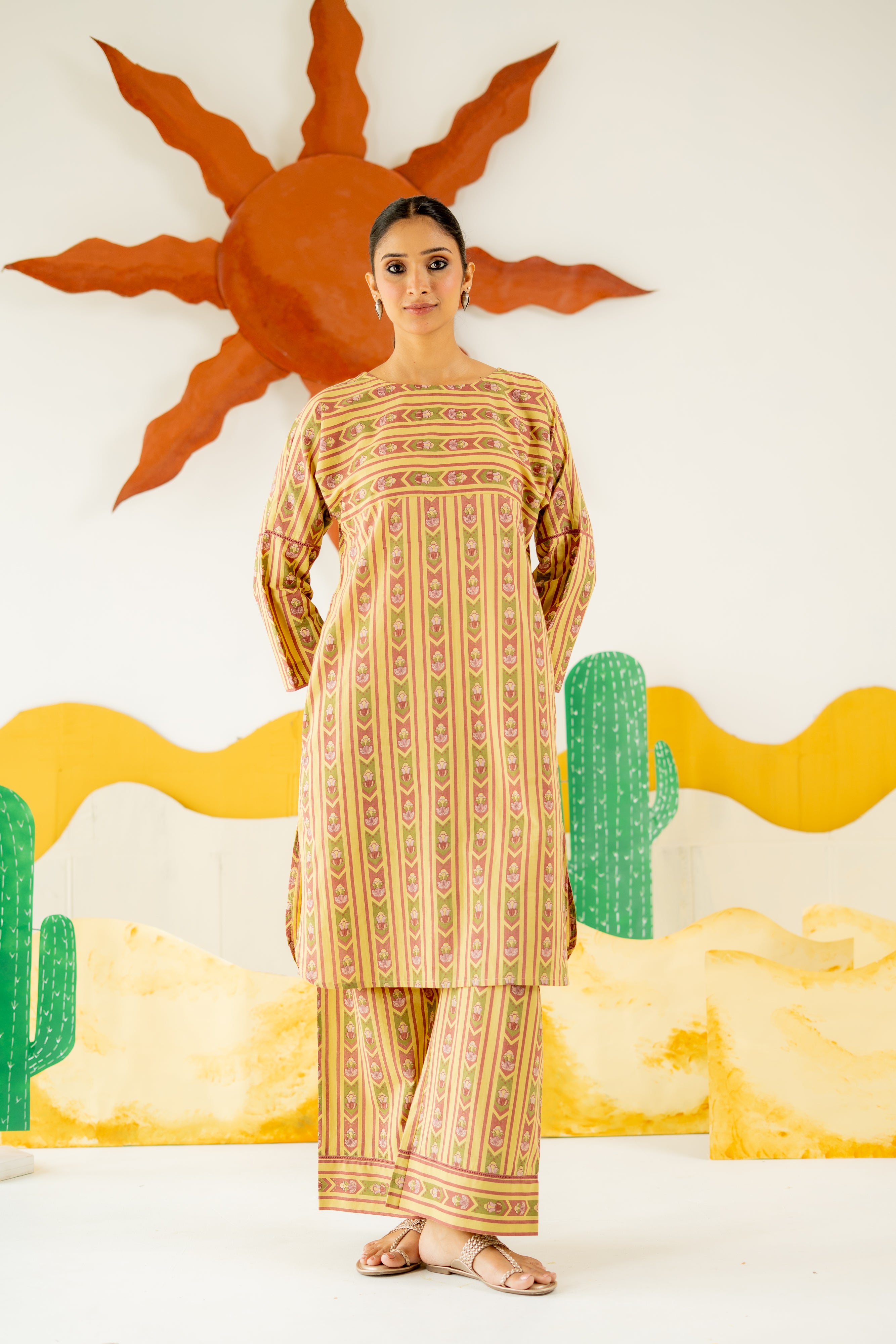 WARM OLIVE NAZAKAT CO-ORD SET OF 2