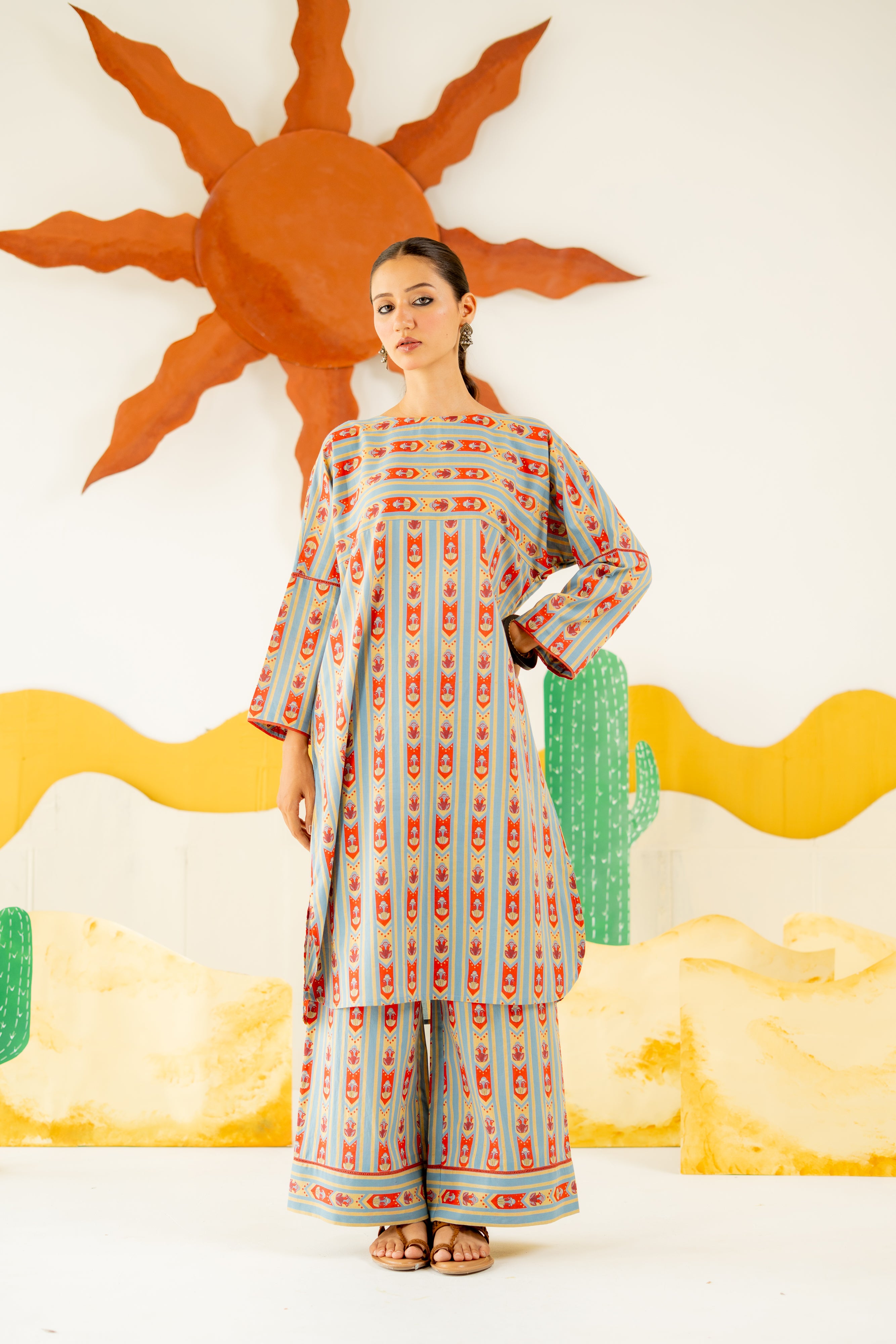 HERITAGE BLUE NAZAKAT CO-ORD SET OF 2