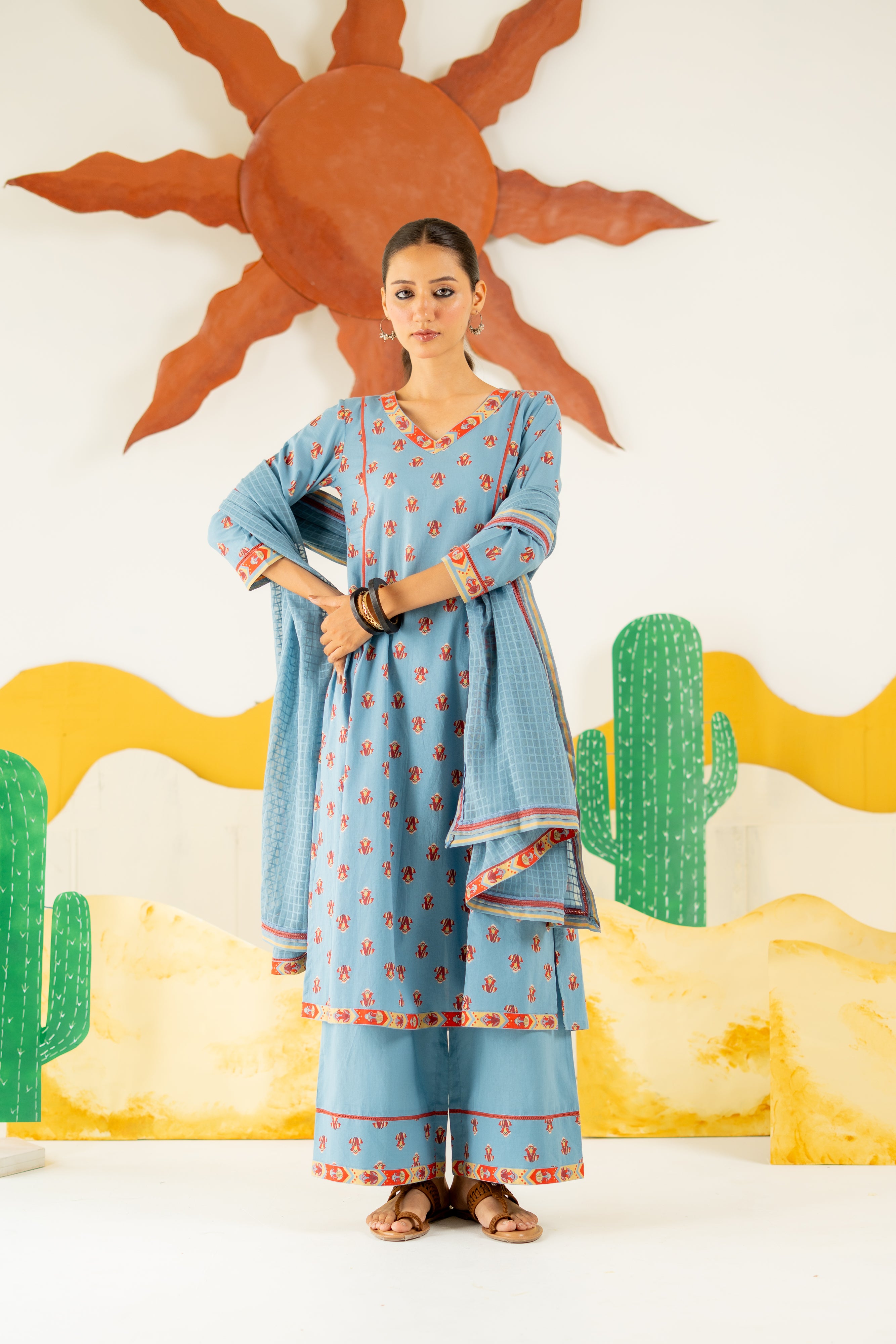 HERITAGE BLUE NEERJARA KURTA SET OF 3