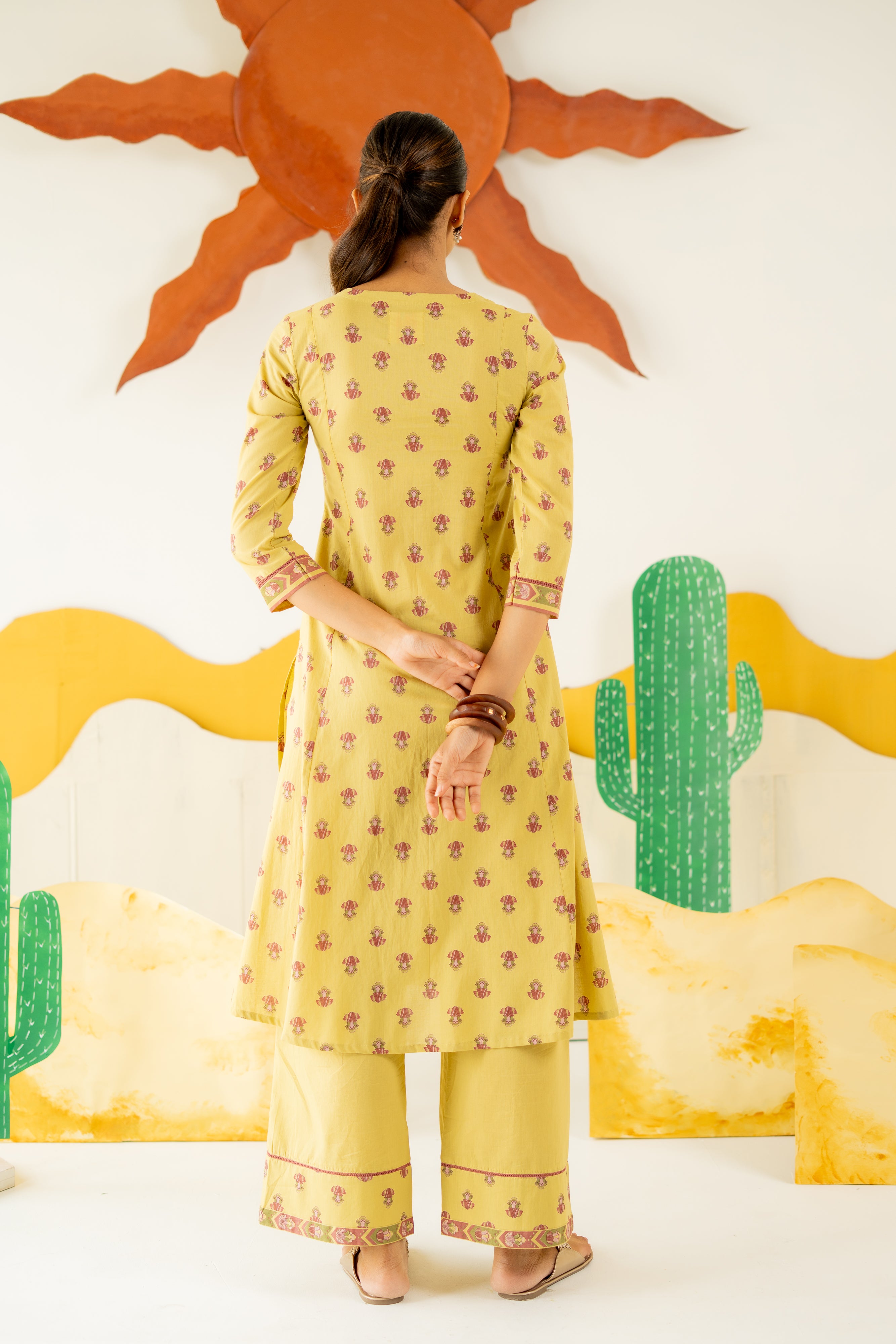WARM OLIVE NEERJARA KURTA SET OF 3