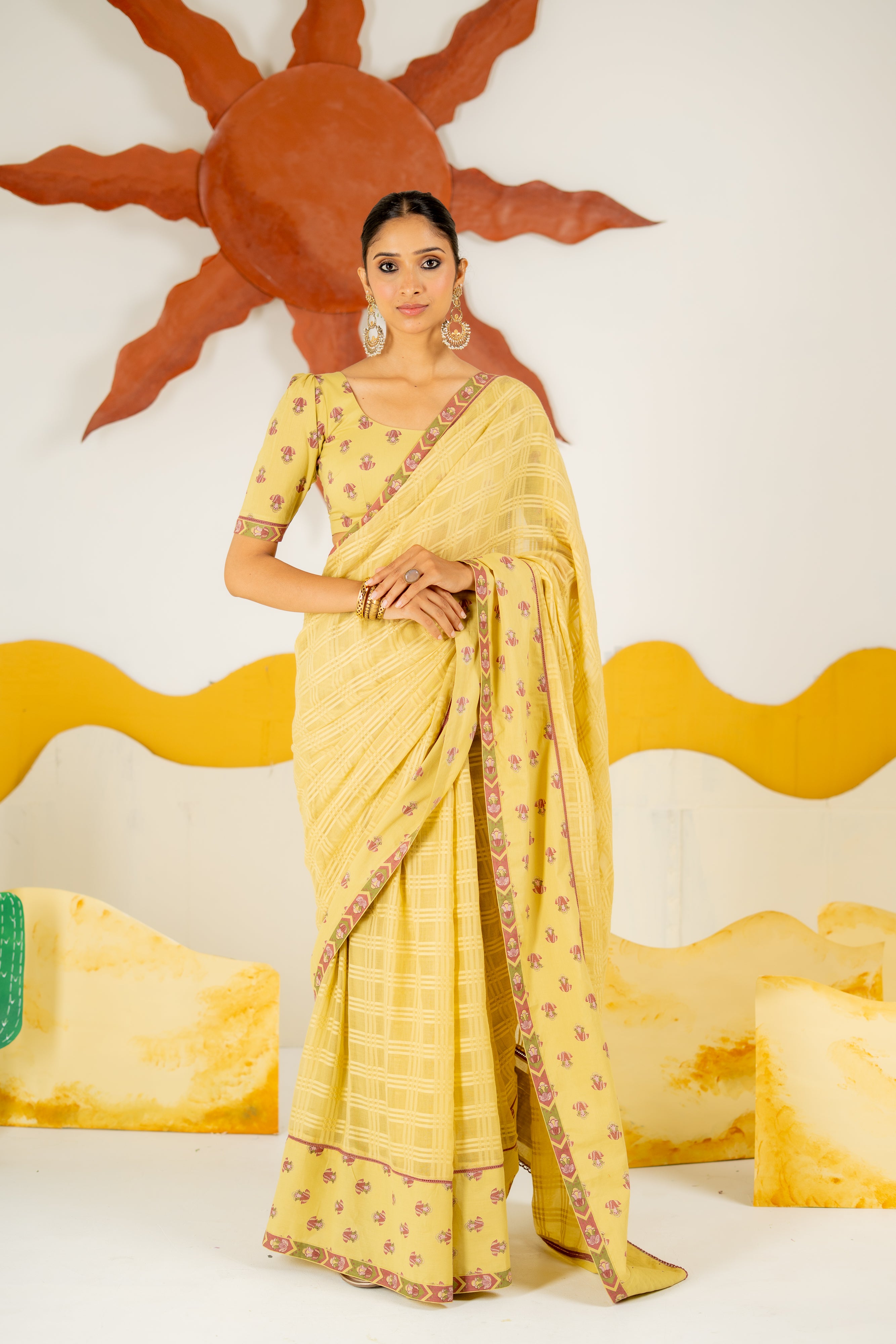 WARM OLIVE VASUNDHARA SAREE WITH UNSTITCHED BLOUSE