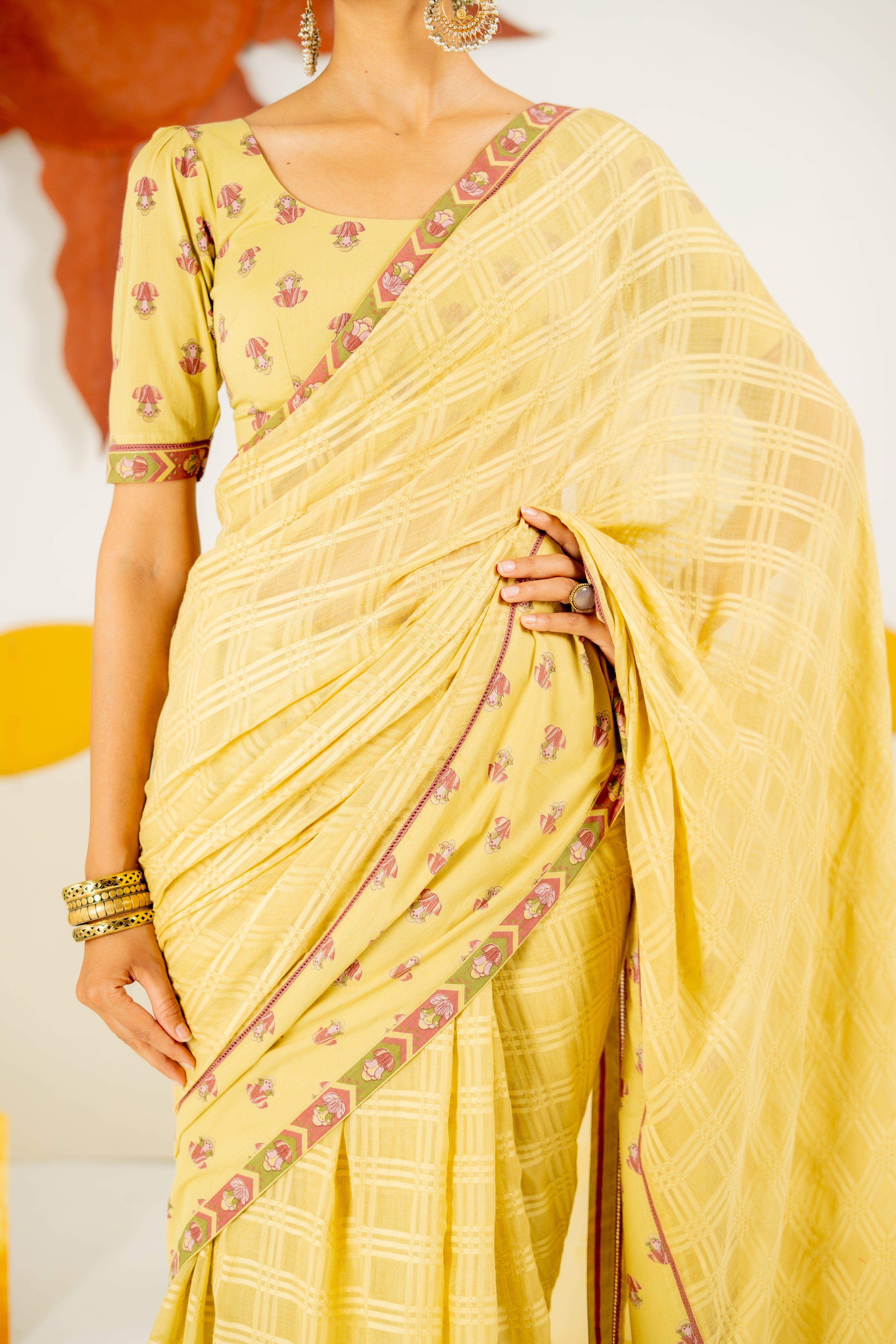 WARM OLIVE VASUNDHARA SAREE WITH UNSTITCHED BLOUSE