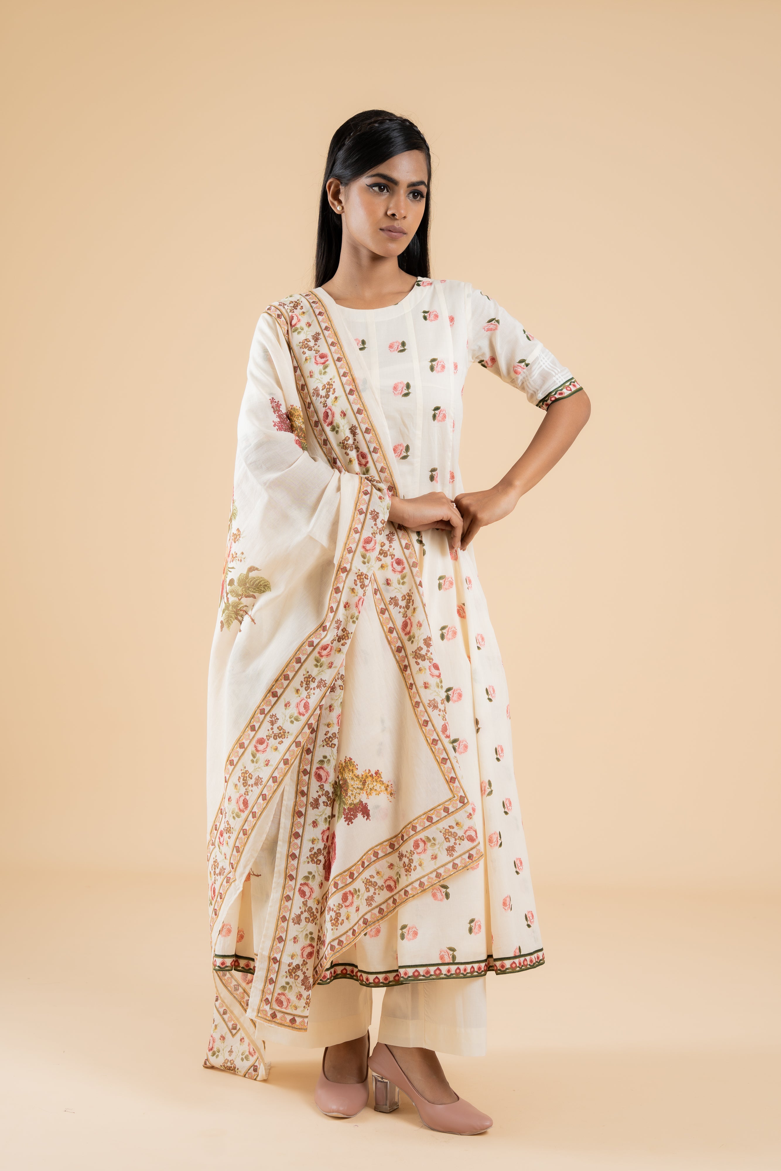 OFF WHITE GULABO ANARKALI SET OF 3