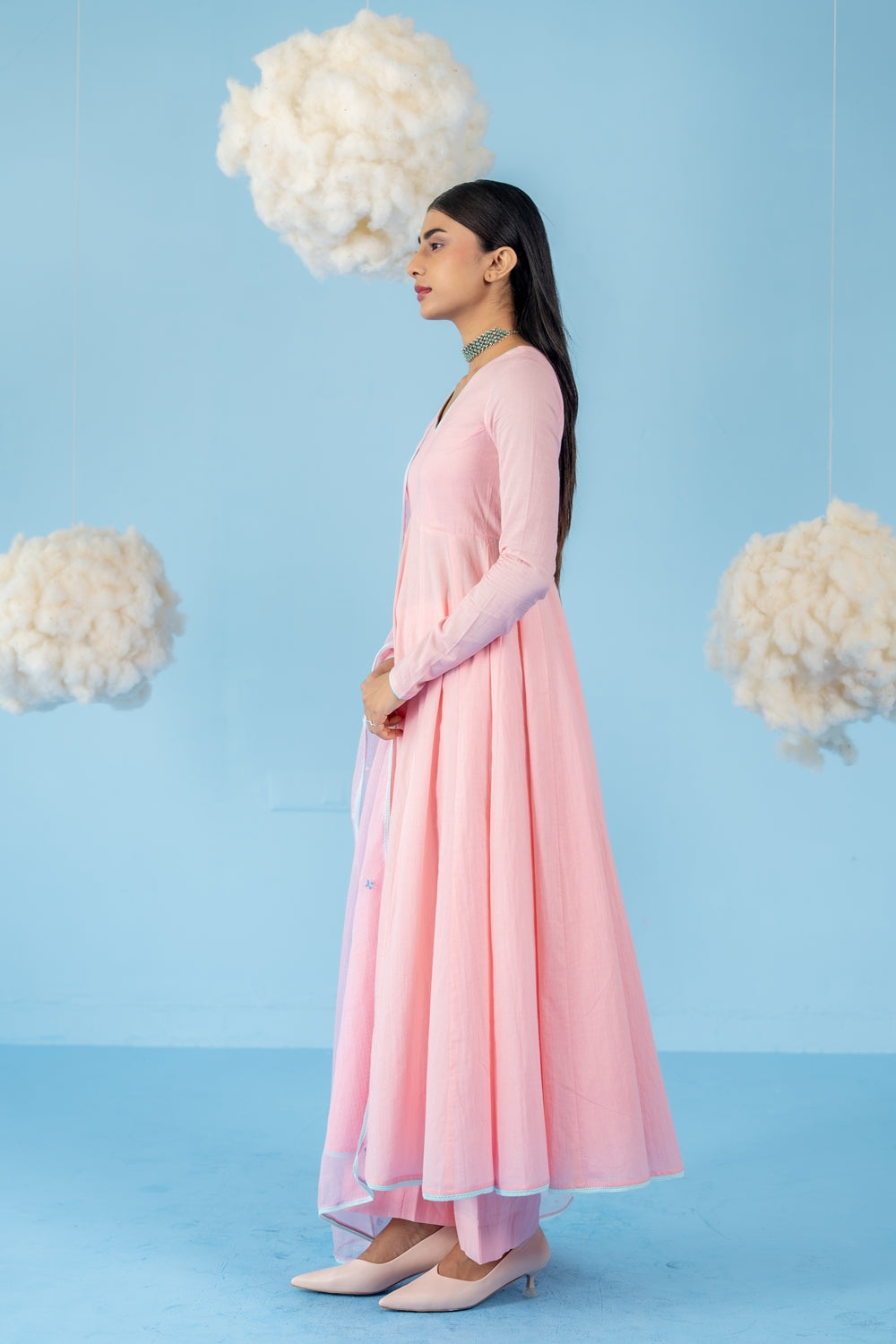 BABY PINK BERRY ANARKALI SET OF 3