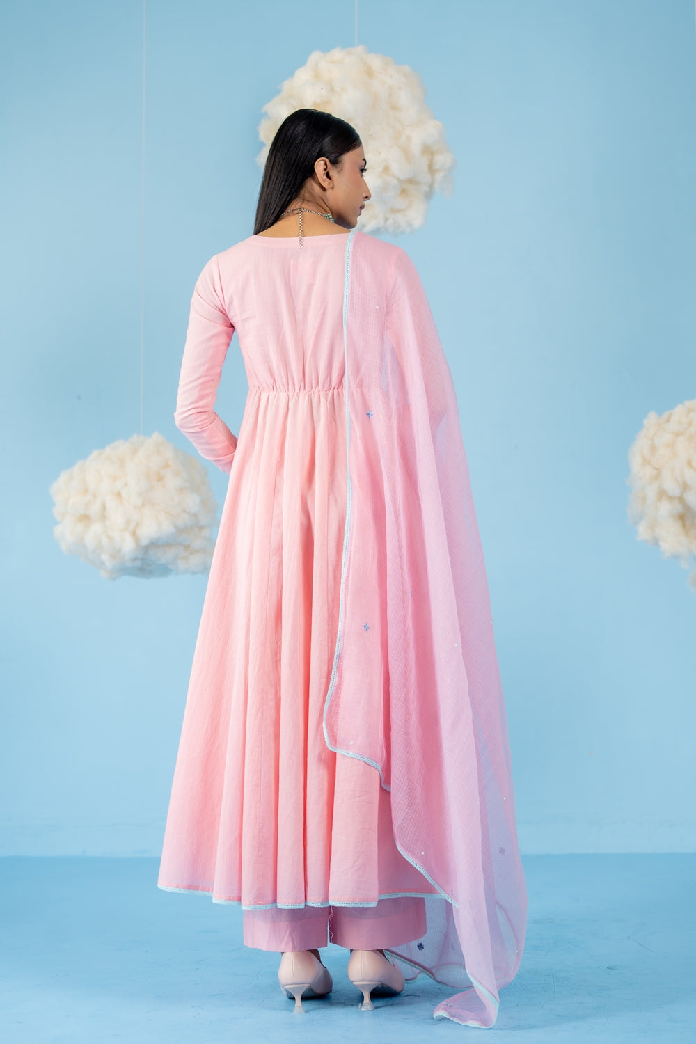 BABY PINK BERRY ANARKALI SET OF 3