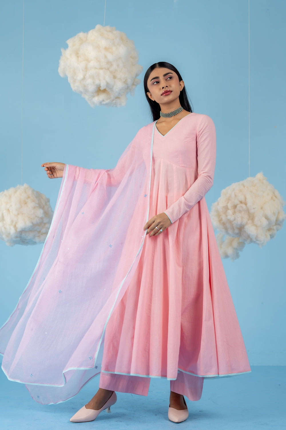 BABY PINK BERRY ANARKALI SET OF 3