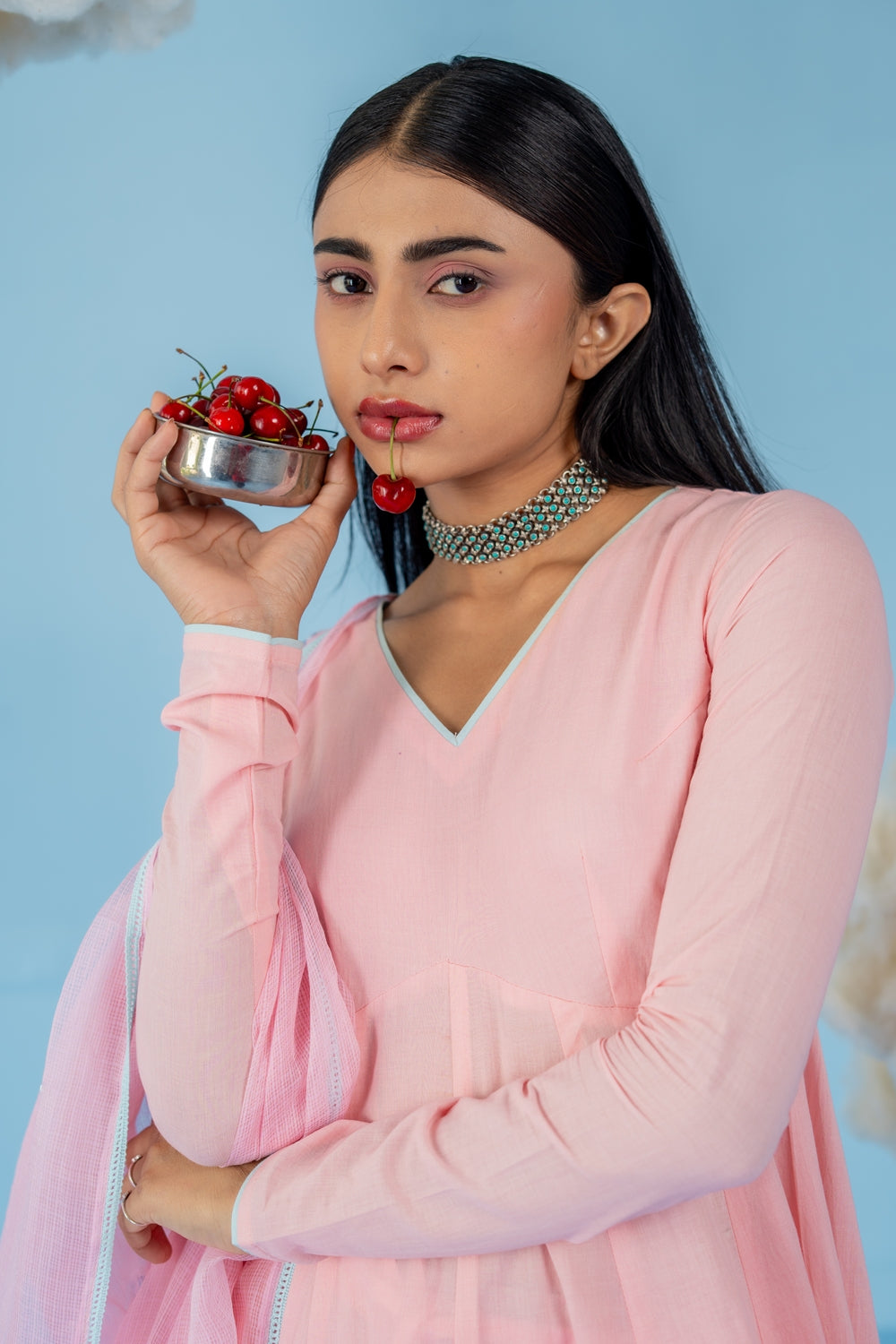 BABY PINK BERRY ANARKALI SET OF 3