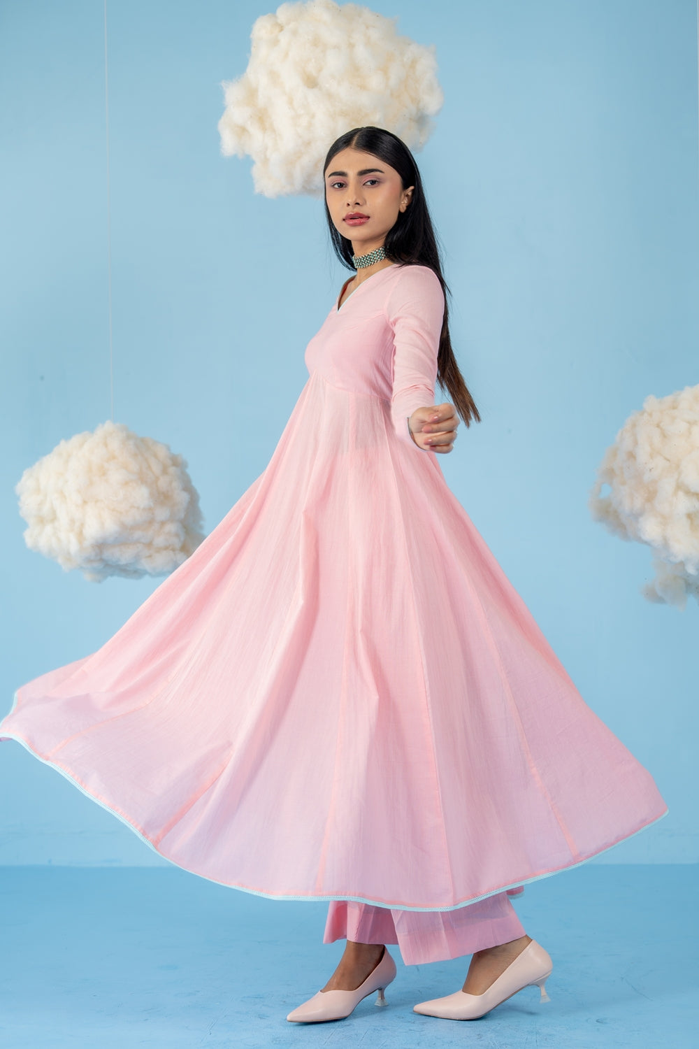 BABY PINK BERRY ANARKALI SET OF 3