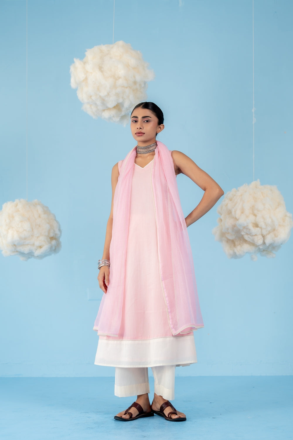 BABY PINK ROSE KURTA SET OF 3