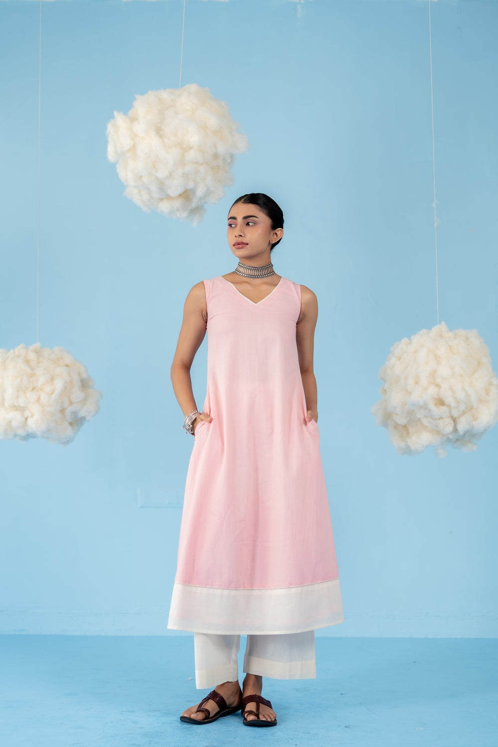 BABY PINK ROSE KURTA SET OF 3