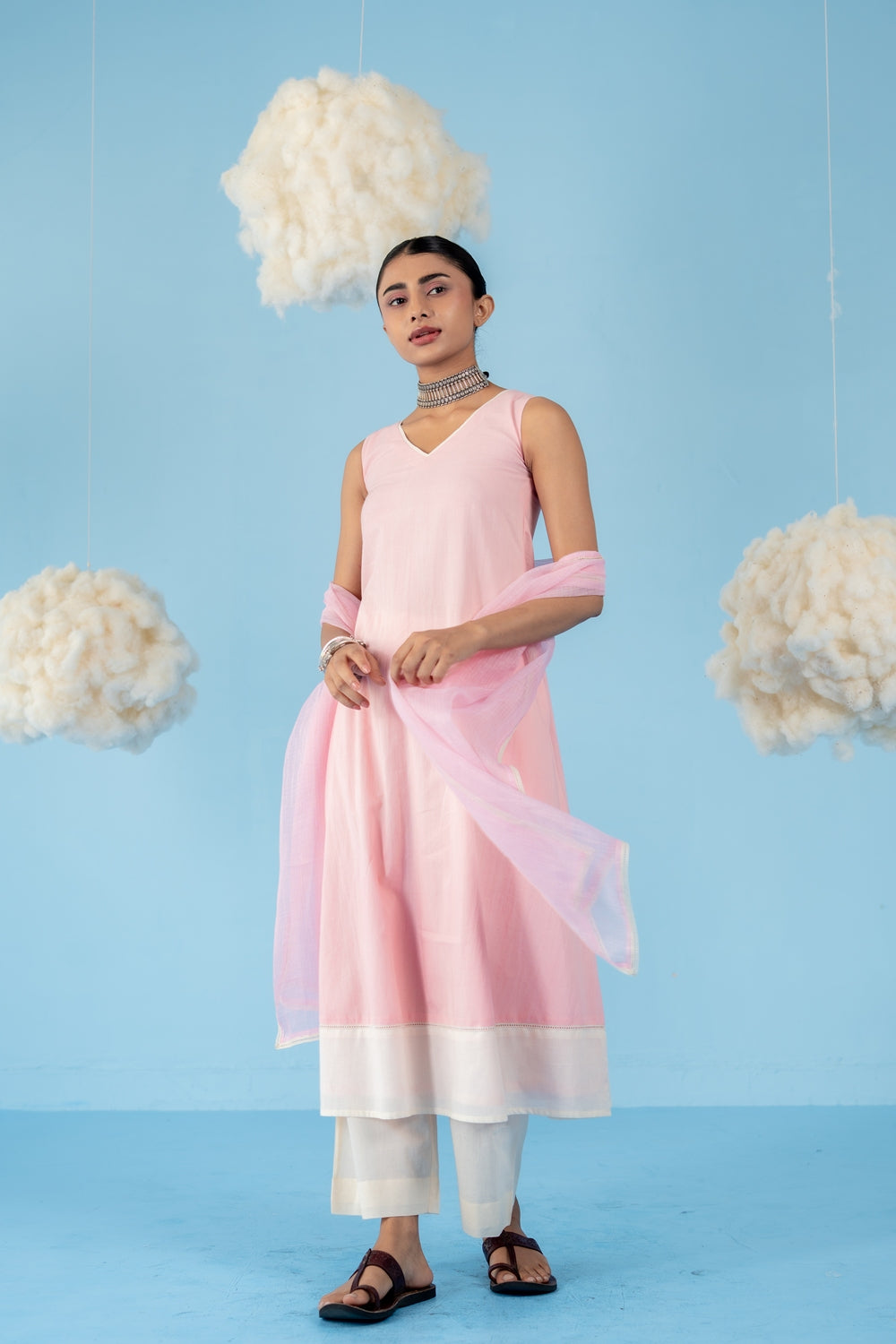 BABY PINK ROSE KURTA SET OF 3