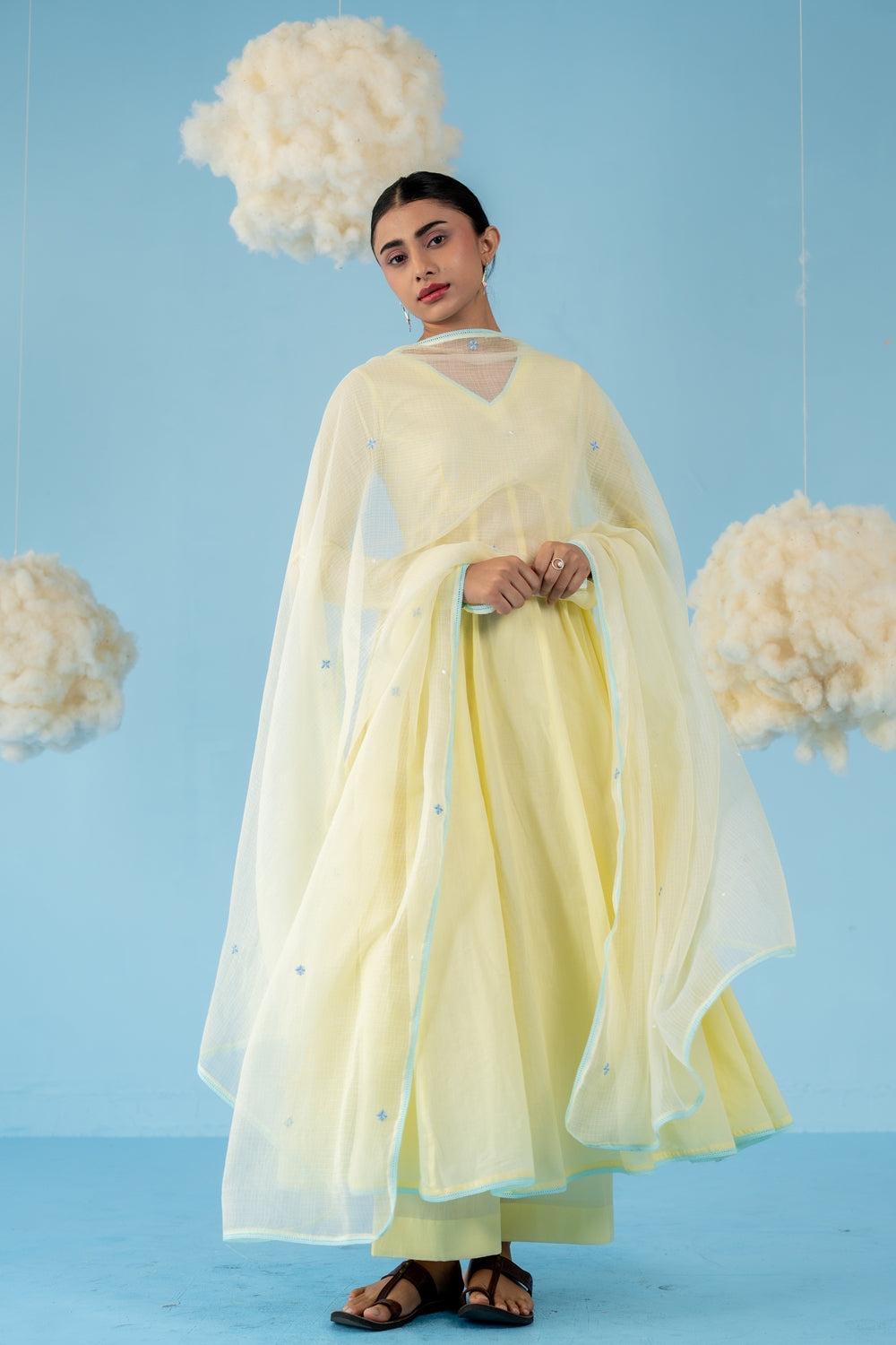 BUTTER YELLOW MANGO ANARKALI SET OF 3