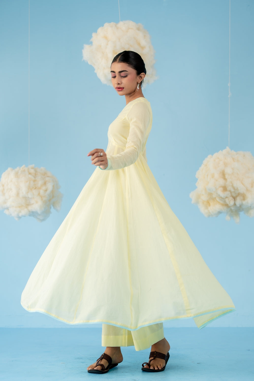 BUTTER YELLOW MANGO ANARKALI SET OF 3