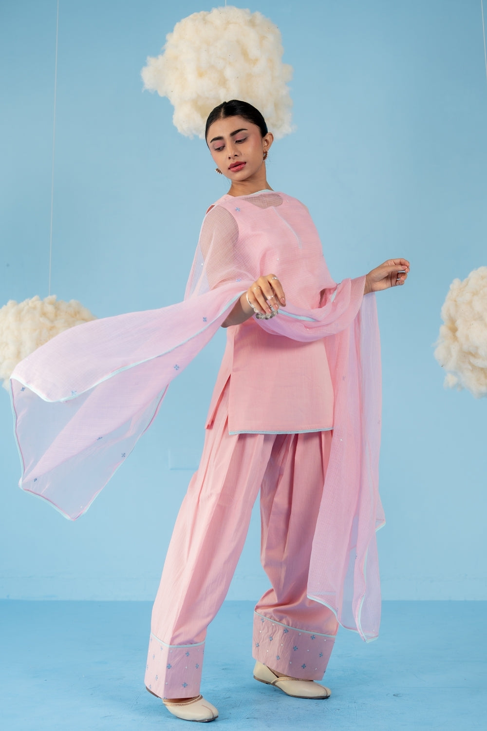 BABY PINK CHERRY FARSI SALWAR SET OF 3