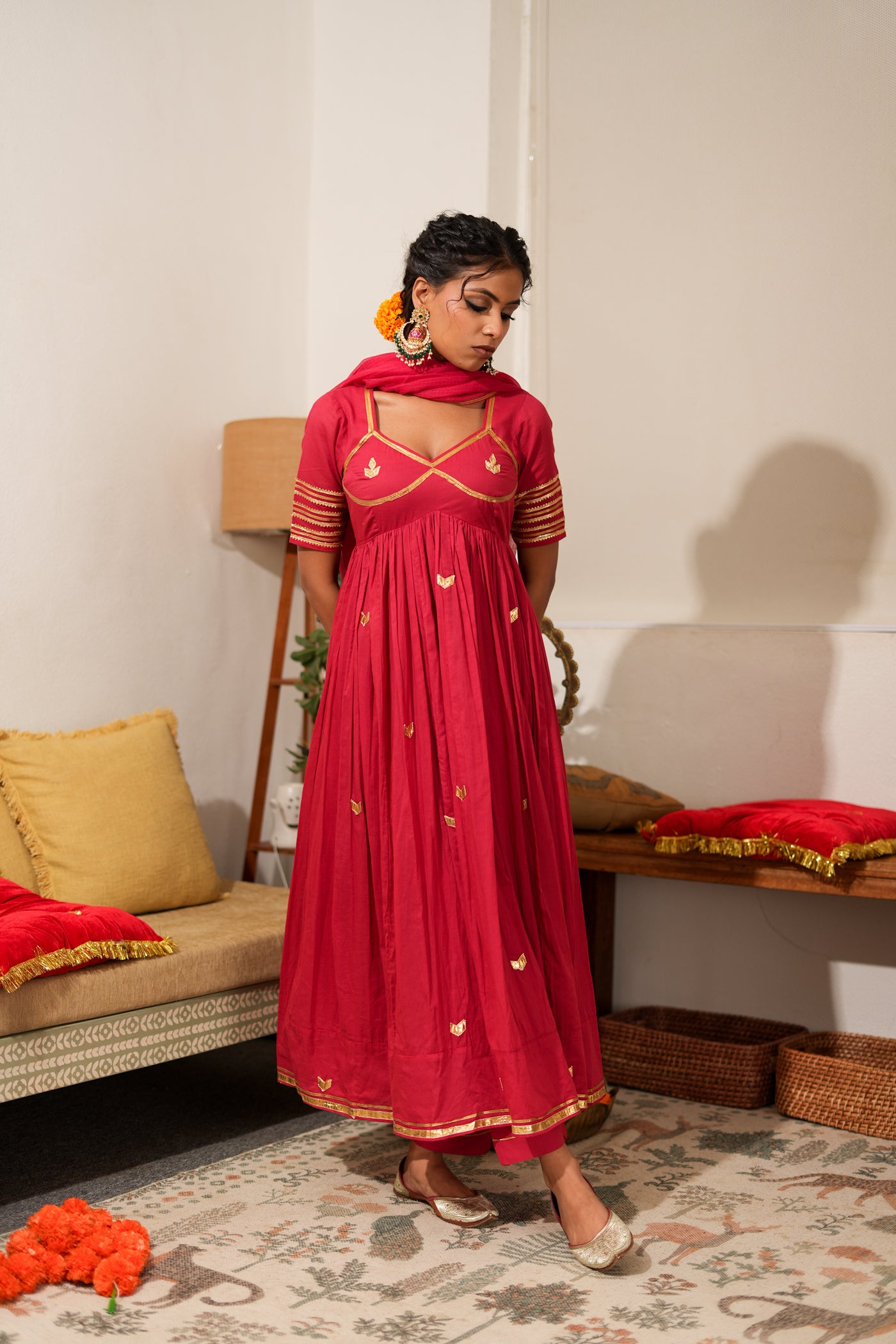 RED AANGI ANARKALI SET OF 3