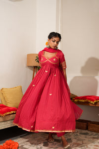 RED AANGI ANARKALI SET OF 3