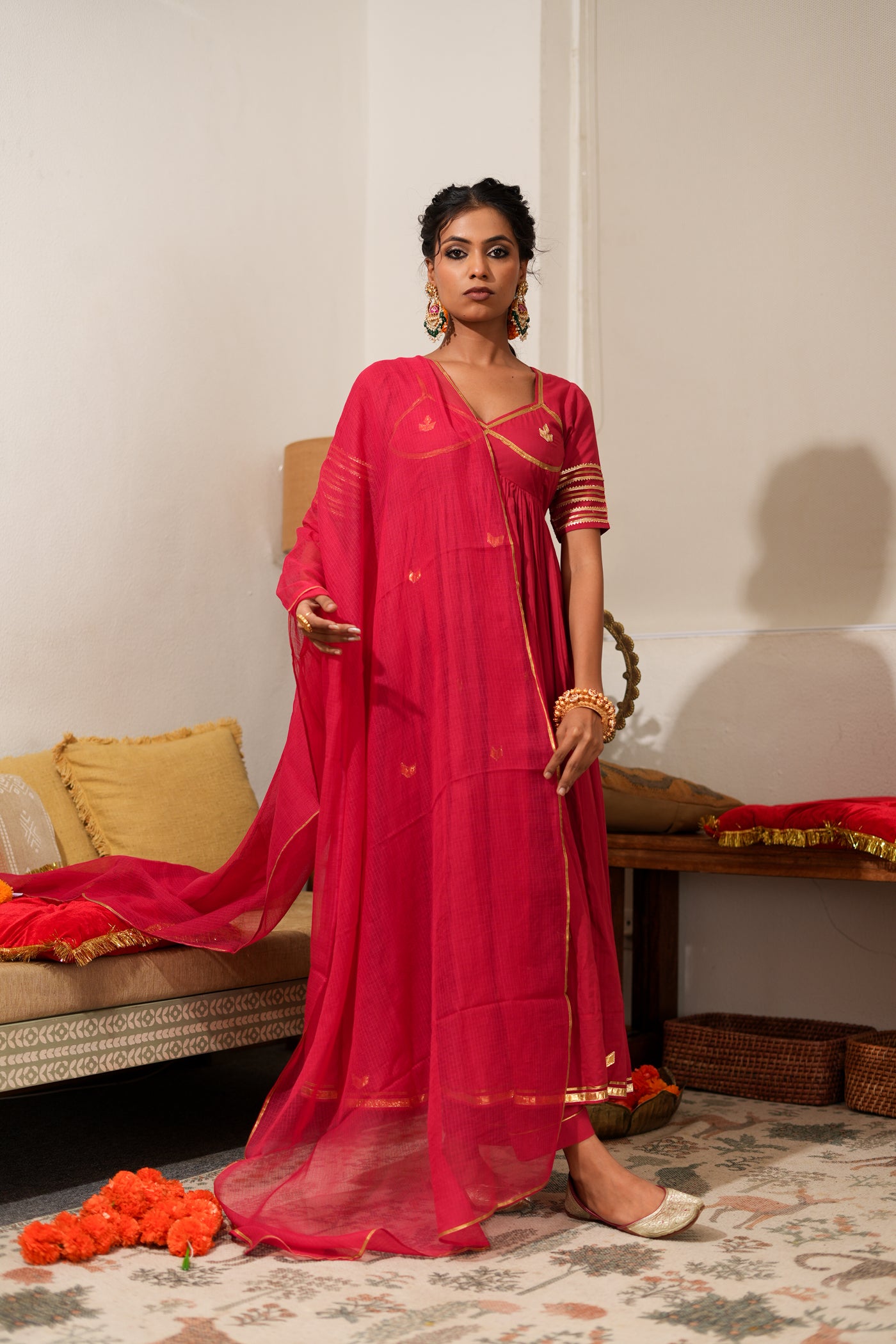 RED AANGI ANARKALI SET OF 3