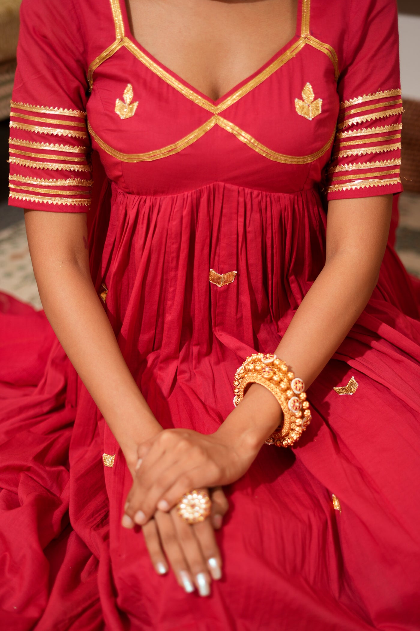 RED AANGI ANARKALI SET OF 3